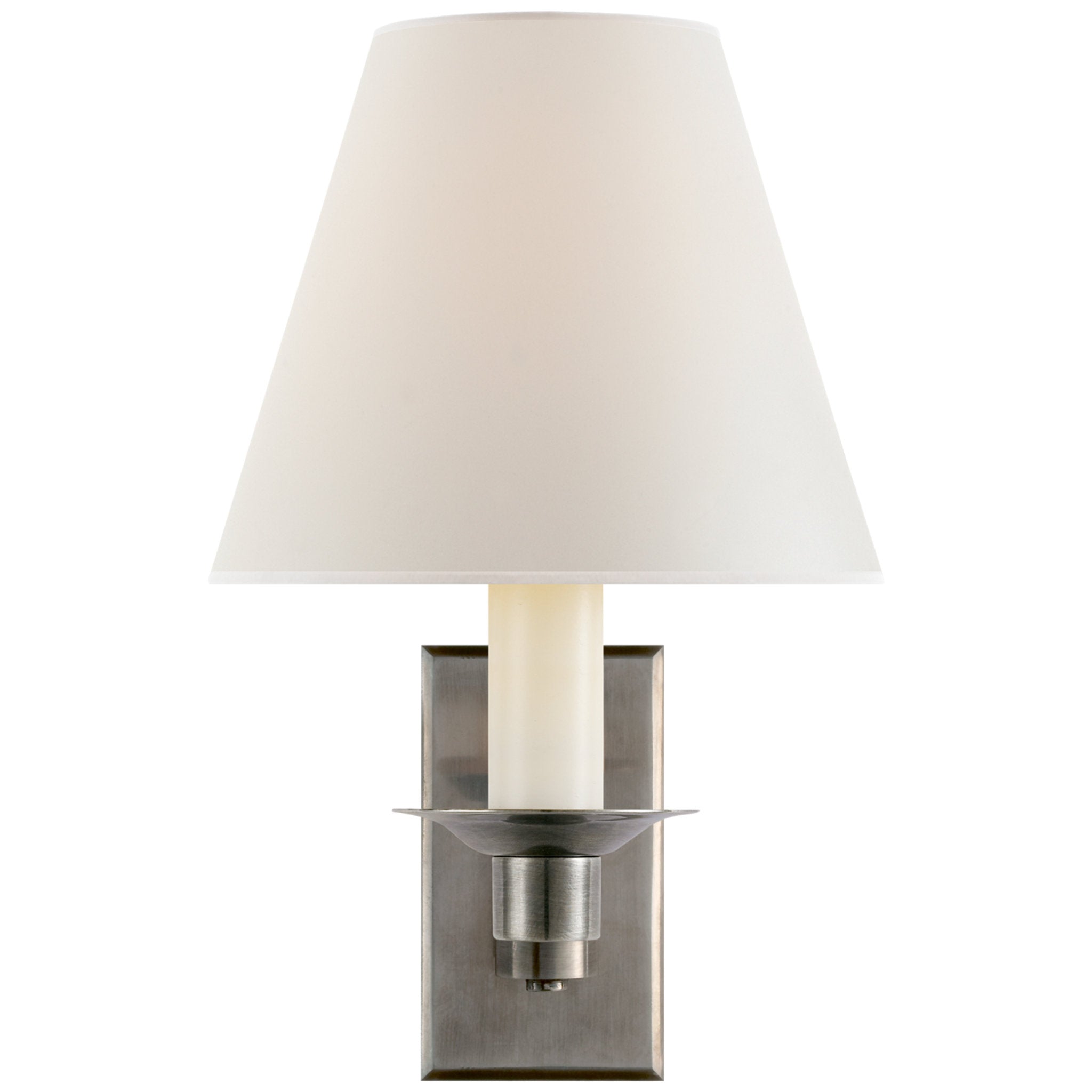 Ralph Lauren Evans Library Sconce in Antique Nickel with Percale Shade Wall Light W5" x H9.5"
