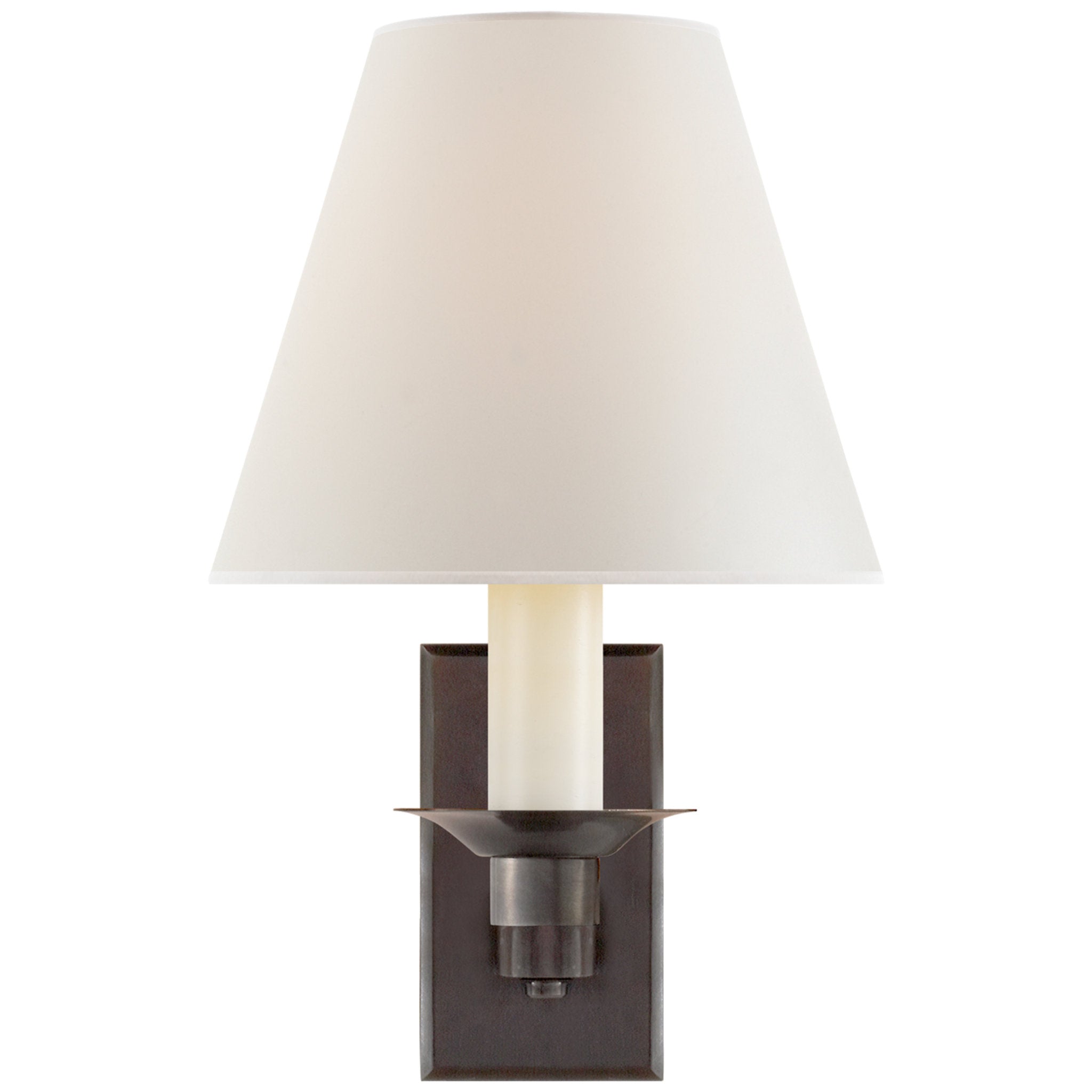 Ralph Lauren Evans Library Sconce in Bronze with Percale Shade Wall Light W5" x H9.5"