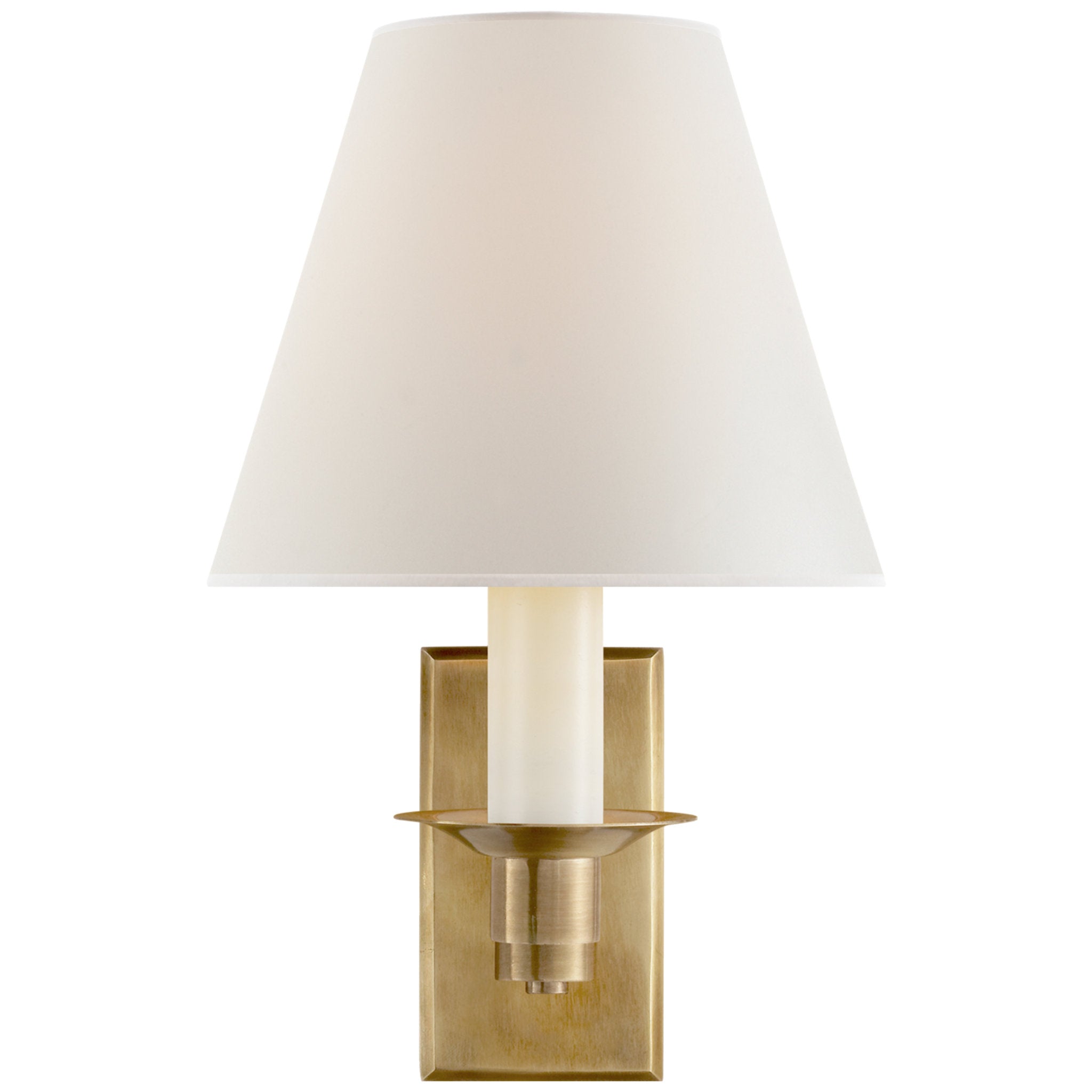 Ralph Lauren Evans Library Sconce in Natural Brass with Percale Shade Wall Light W5" x H9.5"