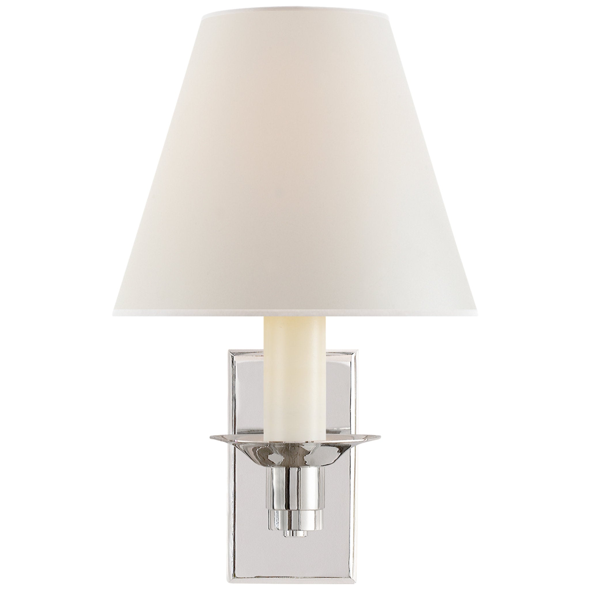 Ralph Lauren Evans Library Sconce in Polished Nickel with Percale Shade Wall Light W5" x H9.5"