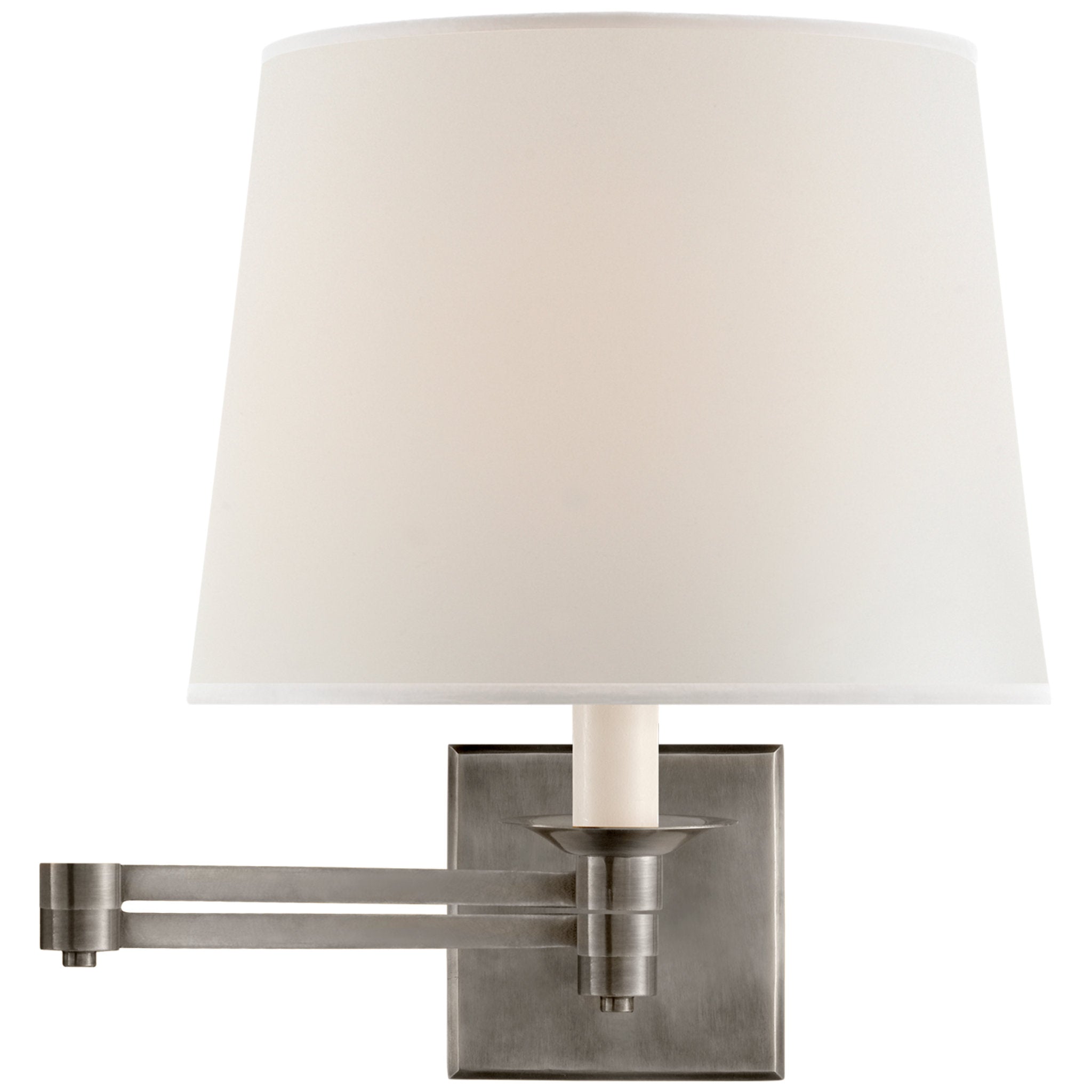 Ralph Lauren Evans Swing Arm Sconce in Antique Nickel with Percale Shade Wall Light W10" x H12.75"