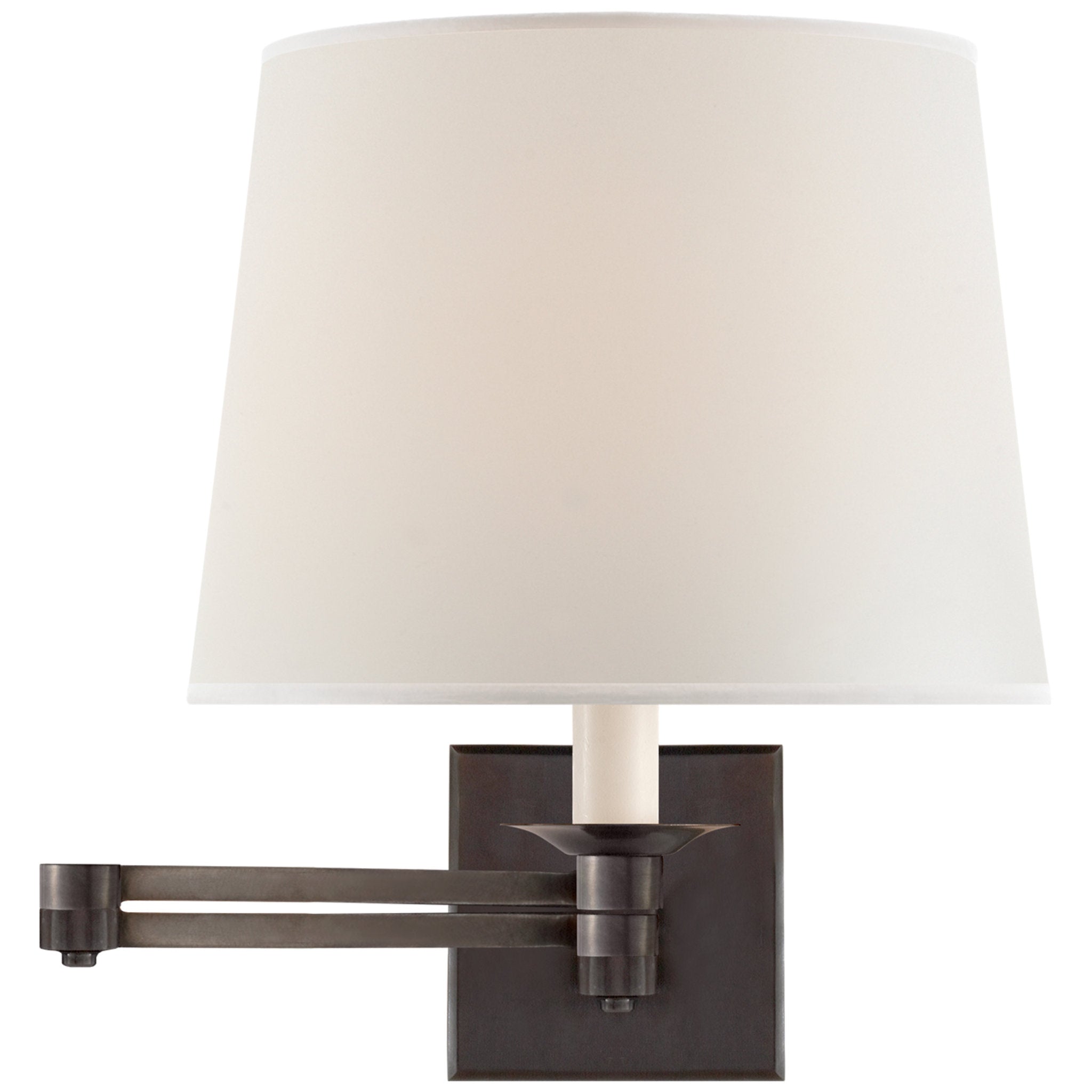 Ralph Lauren Evans Swing Arm Sconce in Bronze with Percale Shade Wall Light W10" x H12.75"