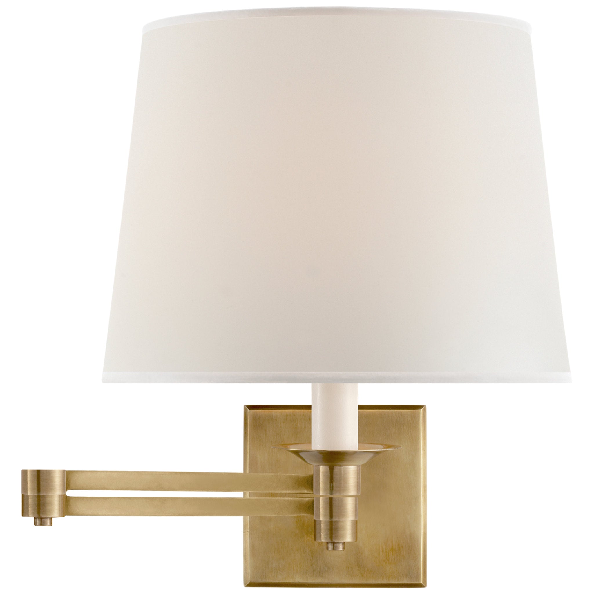 Ralph Lauren Evans Swing Arm Sconce in Natural Brass with Percale Shade Wall Light W10" x H12.75"
