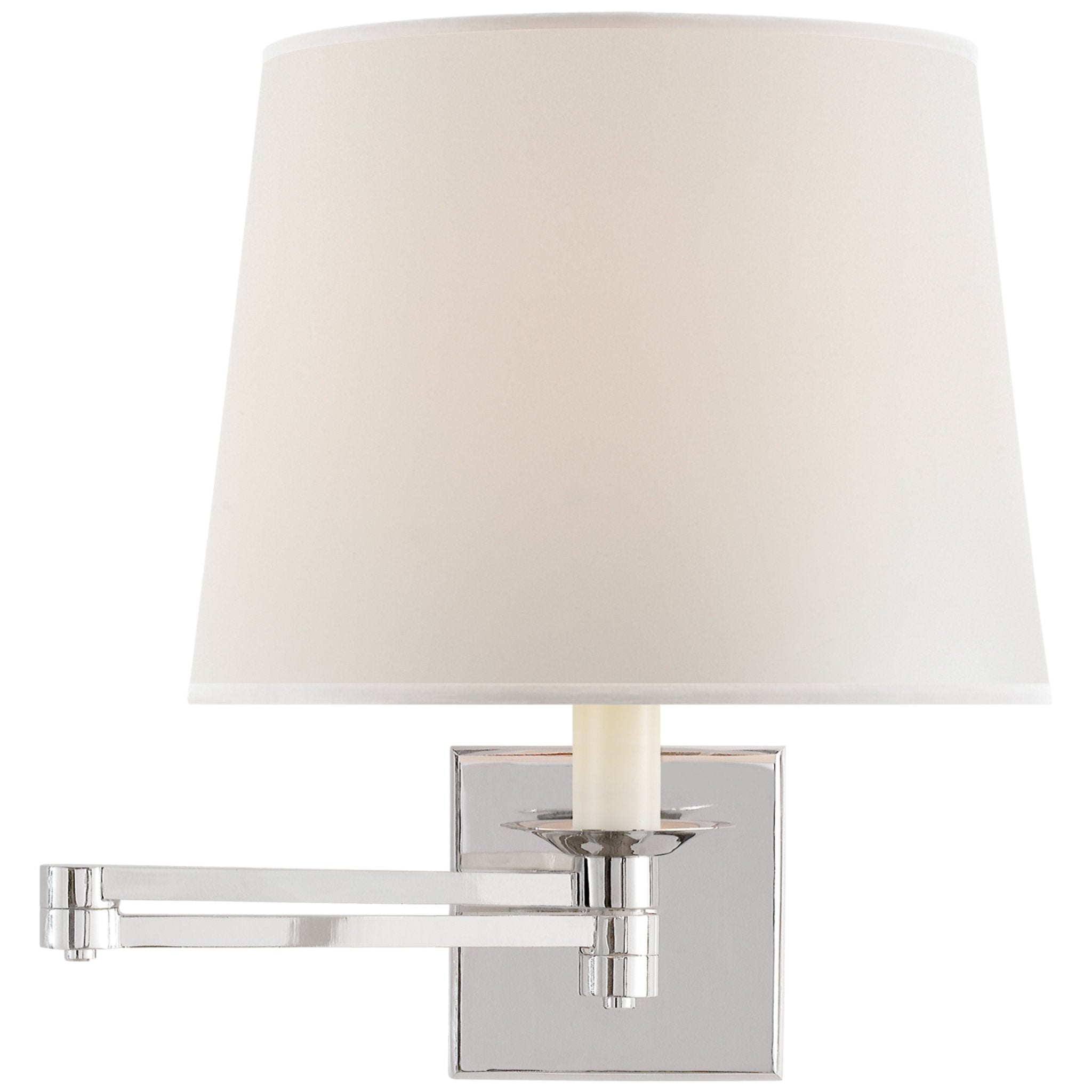Ralph Lauren Evans Swing Arm Sconce in Polished Nickel with Percale Shade Wall Light W10" x H12.75"