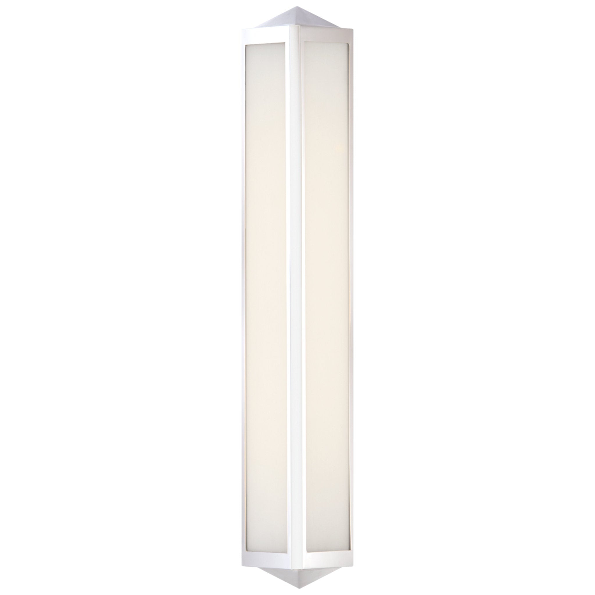 Ralph Lauren Geneva Medium Sconce in Polished Nickel with White Glass Wall Light W5" x H26"