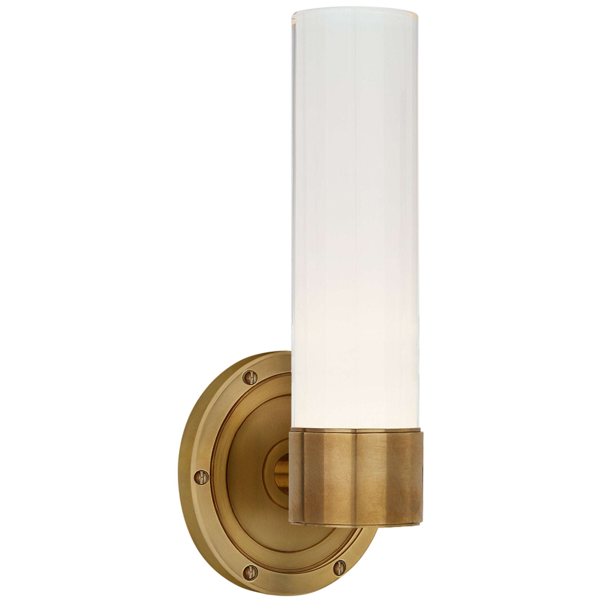 Ralph Lauren Jones Small Single Sconce in Natural Brass with White Glass Wall Light W5" x H11.5"