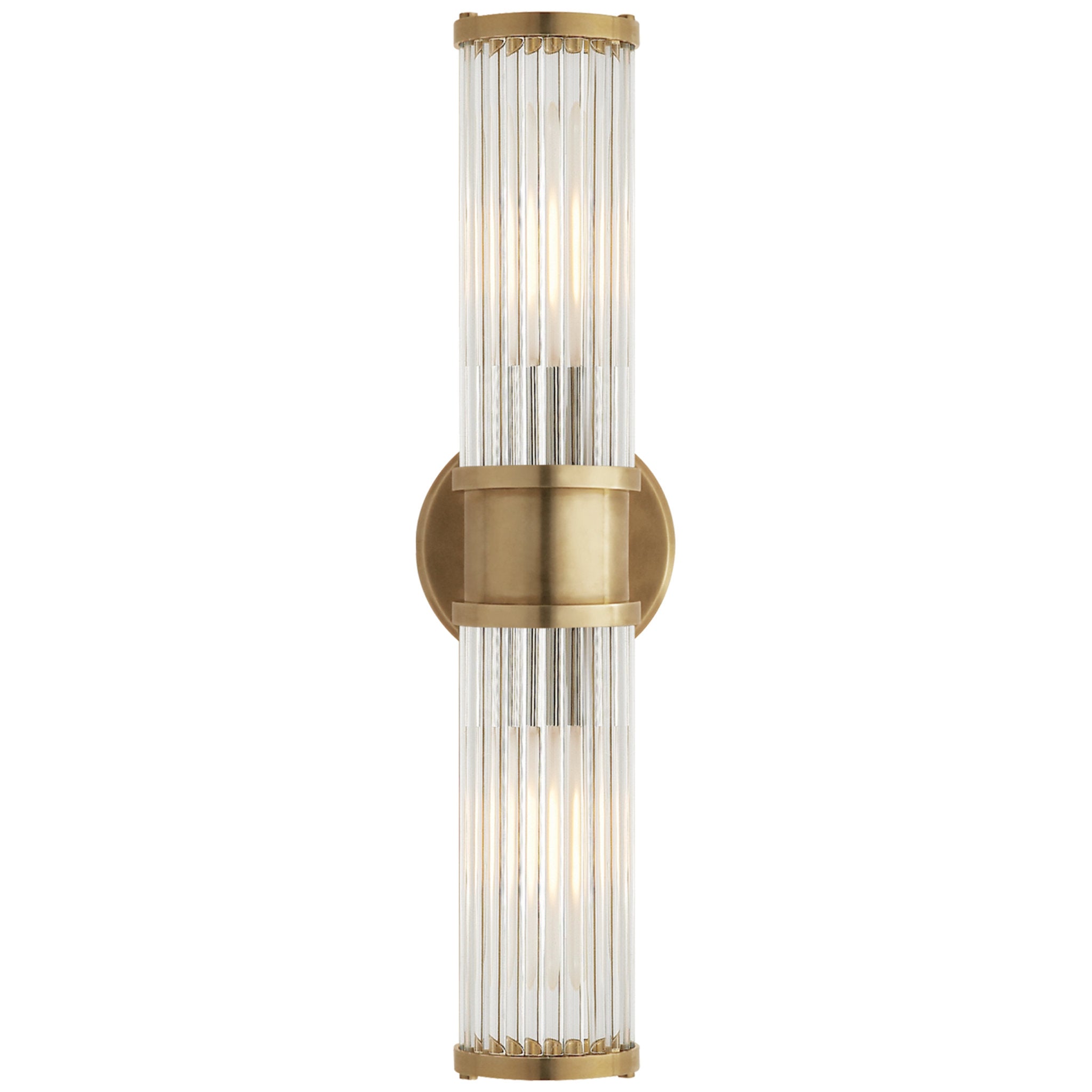 Ralph Lauren Allen Double Light Sconce in Natural Brass and Glass Rods Wall Light W4.5" x H17.5"