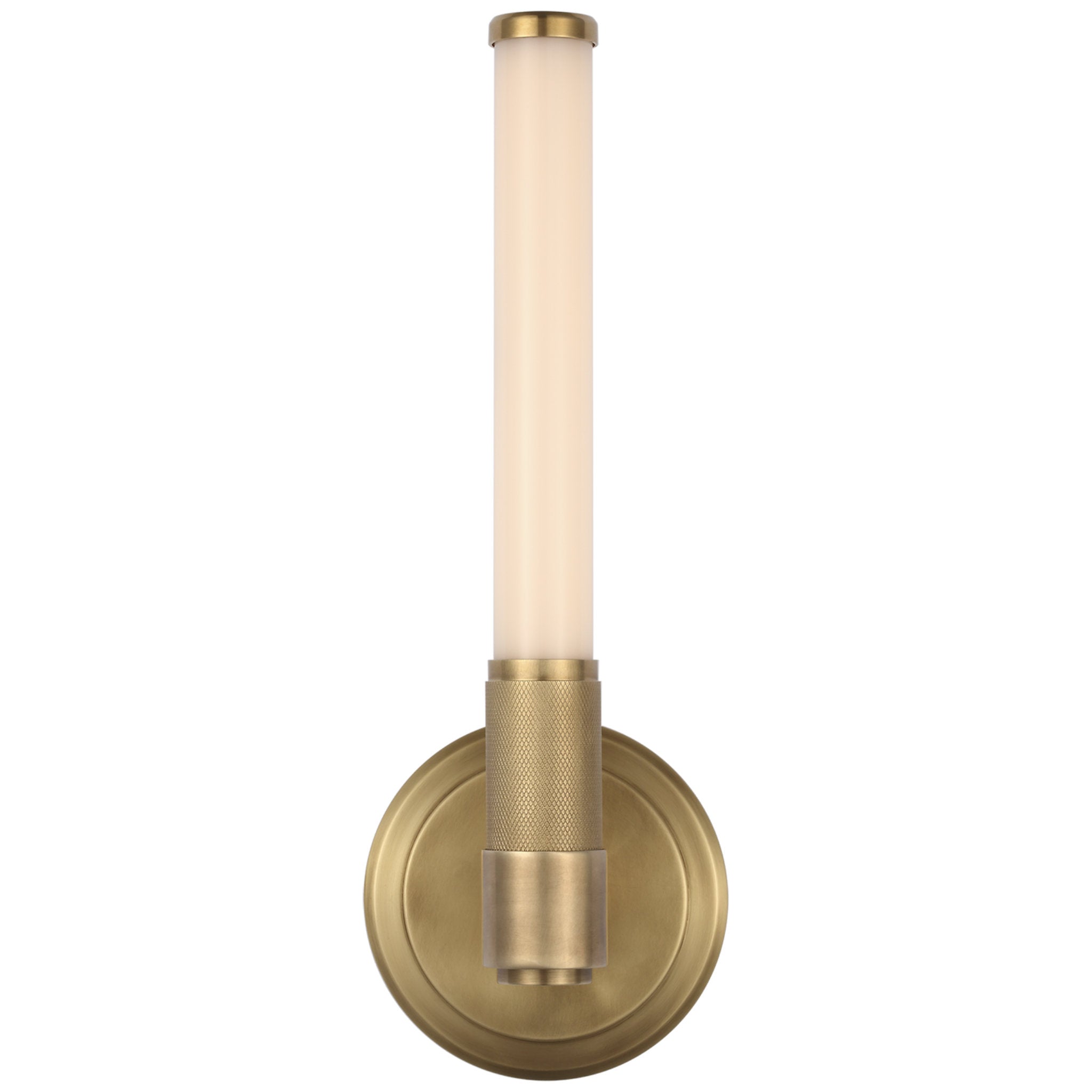 Ralph Lauren Barrett 13" Single Bath Light in Natural Brass with White Glass Wall Light W4.5" x H12.75"