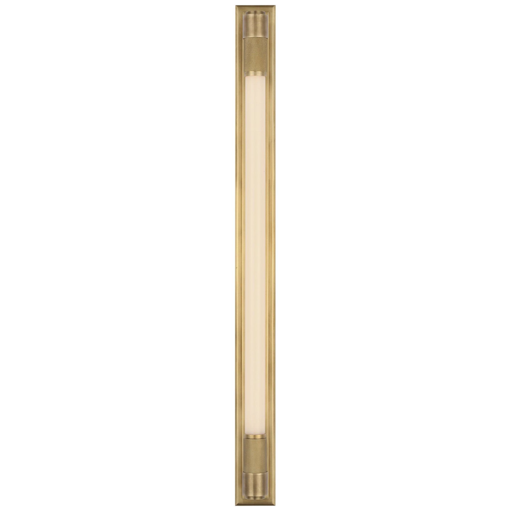 Ralph Lauren Barrett 30" Linear Bath Light in Natural Brass with White Glass Wall Light W2.5" x H30"