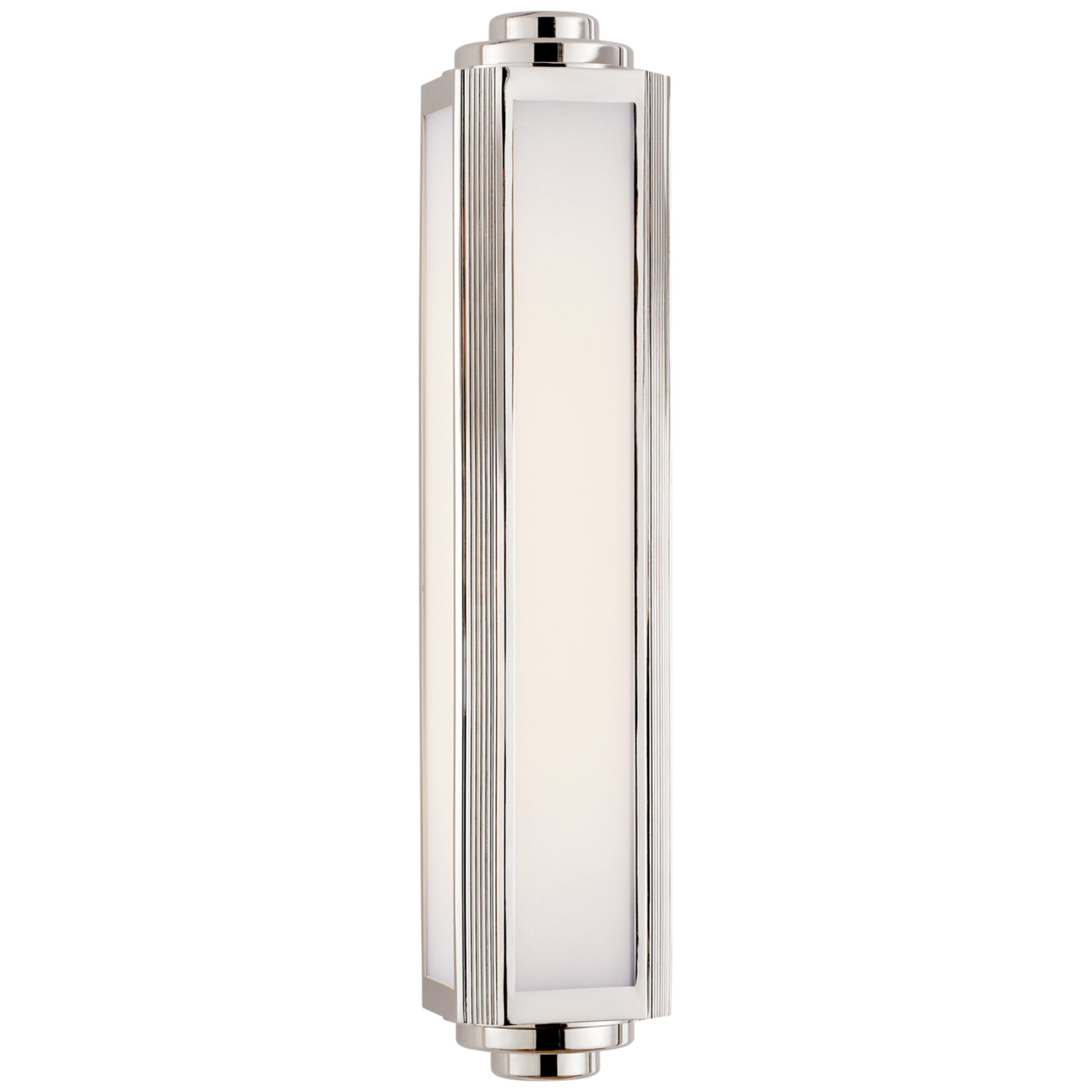 Ralph Lauren Keating Medium Sconce in Polished Nickel with White Glass Wall Light W5" x H23.75"