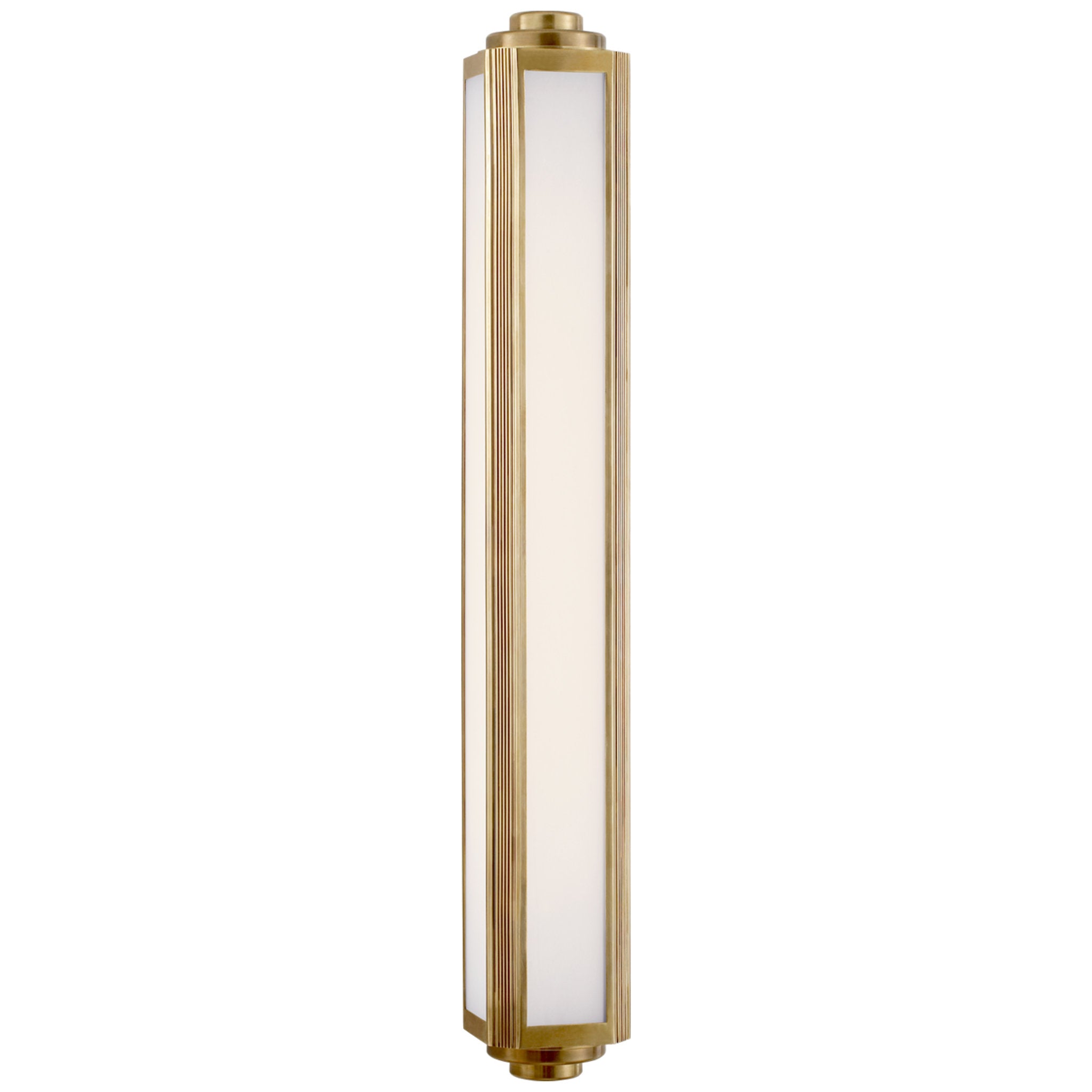 Ralph Lauren Keating Large Sconce in Natural Brass with White Glass Wall Light W5" x H35.75"