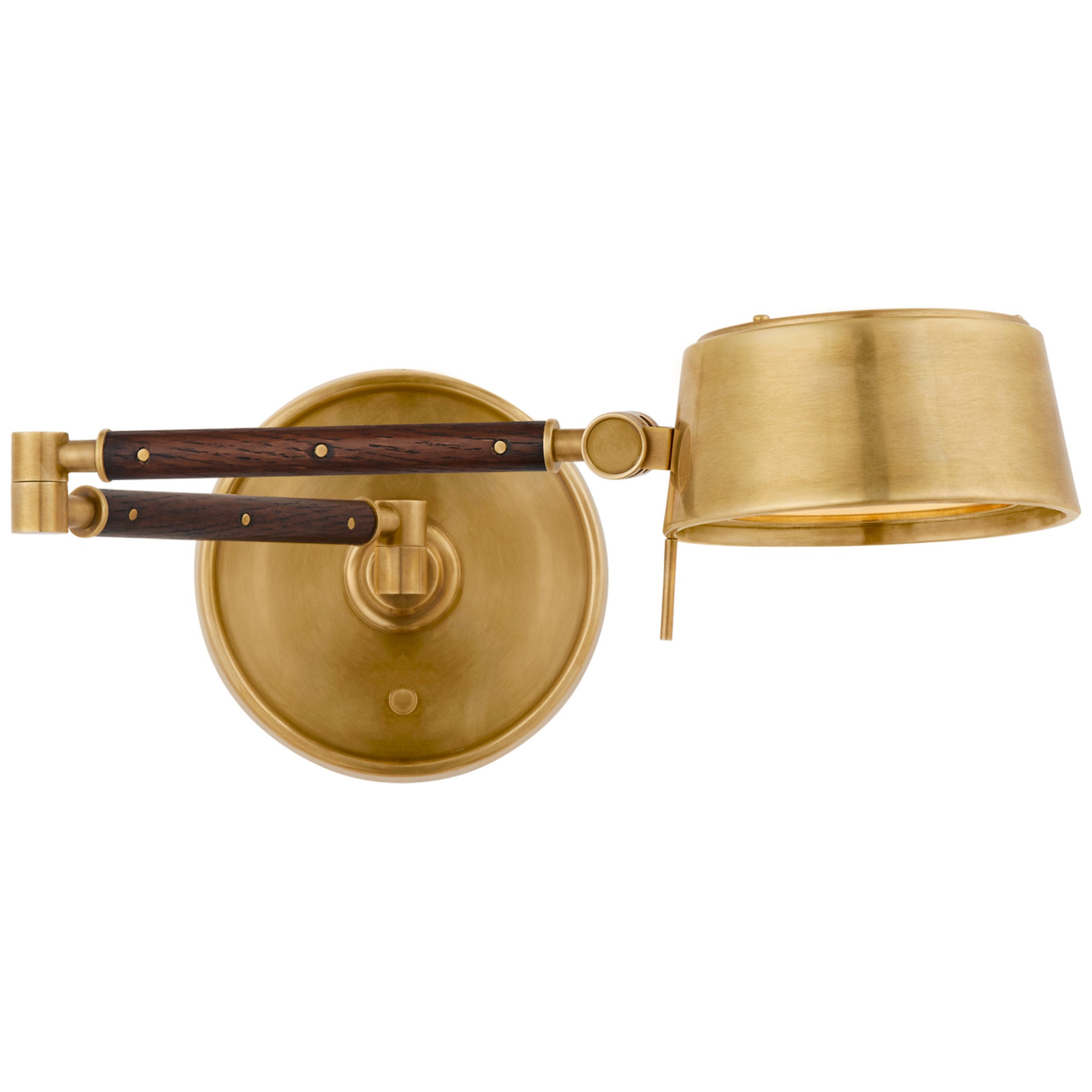Ralph Lauren Alaster Articulating Wall Light in Natural Brass and Natural Rift Oak W7" - 28.25" x H7"