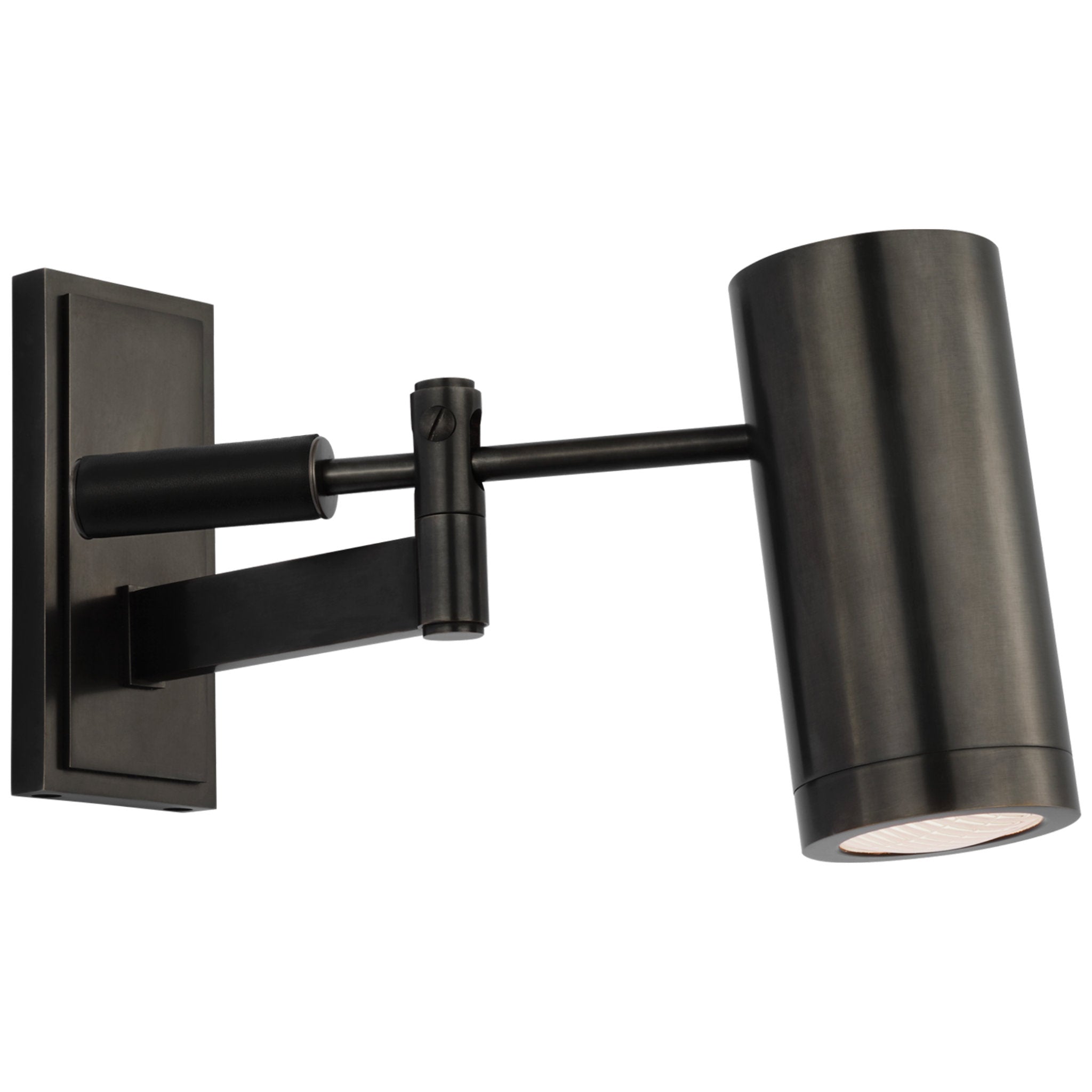 Ralph Lauren Grant 8" Articulating Wall Light in Bronze and Chocolate Leather with Industrial Prismatic Glass W2.75" x H7.5"