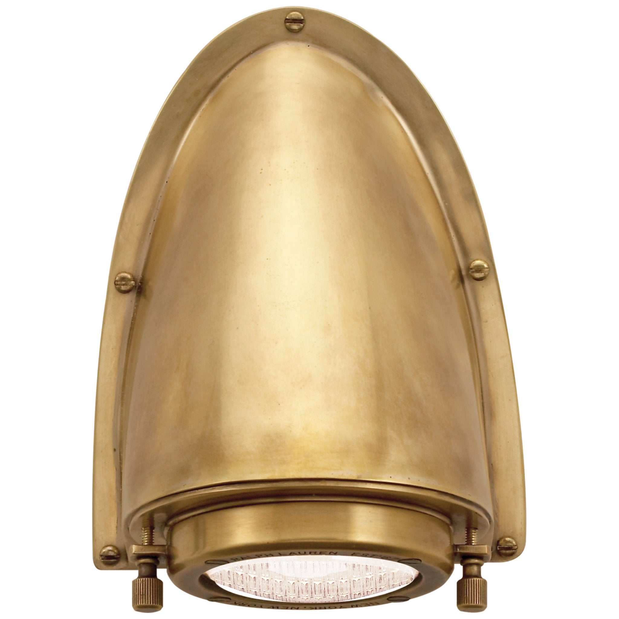 Ralph Lauren Grant Small Sconce in Natural Brass with Industrial Prismatic Glass Outdoor Lighting W5.25" x H7.5"