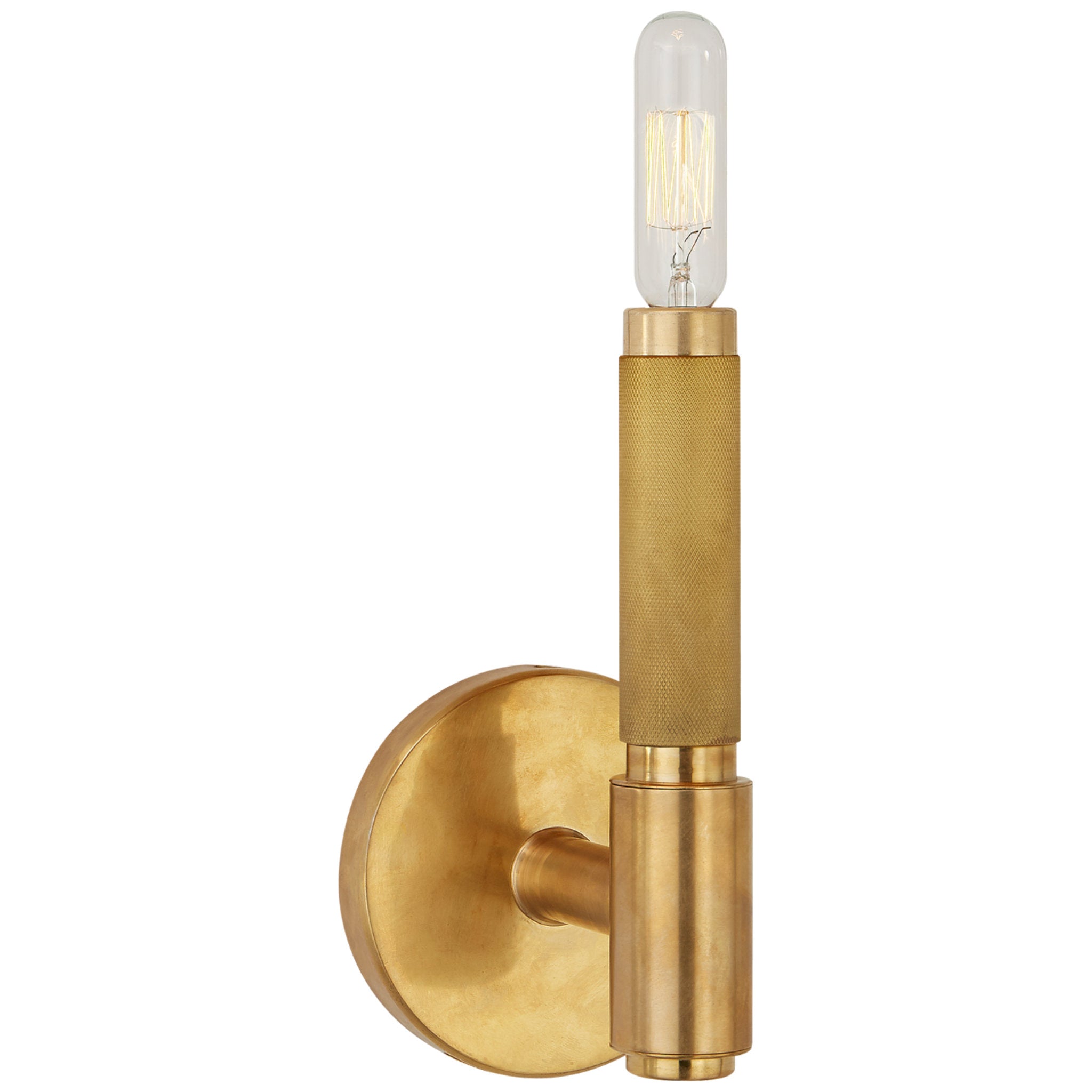 Ralph Lauren Barrett Small Single Knurled Sconce in Natural Brass Wall Light W4.5" x H8"
