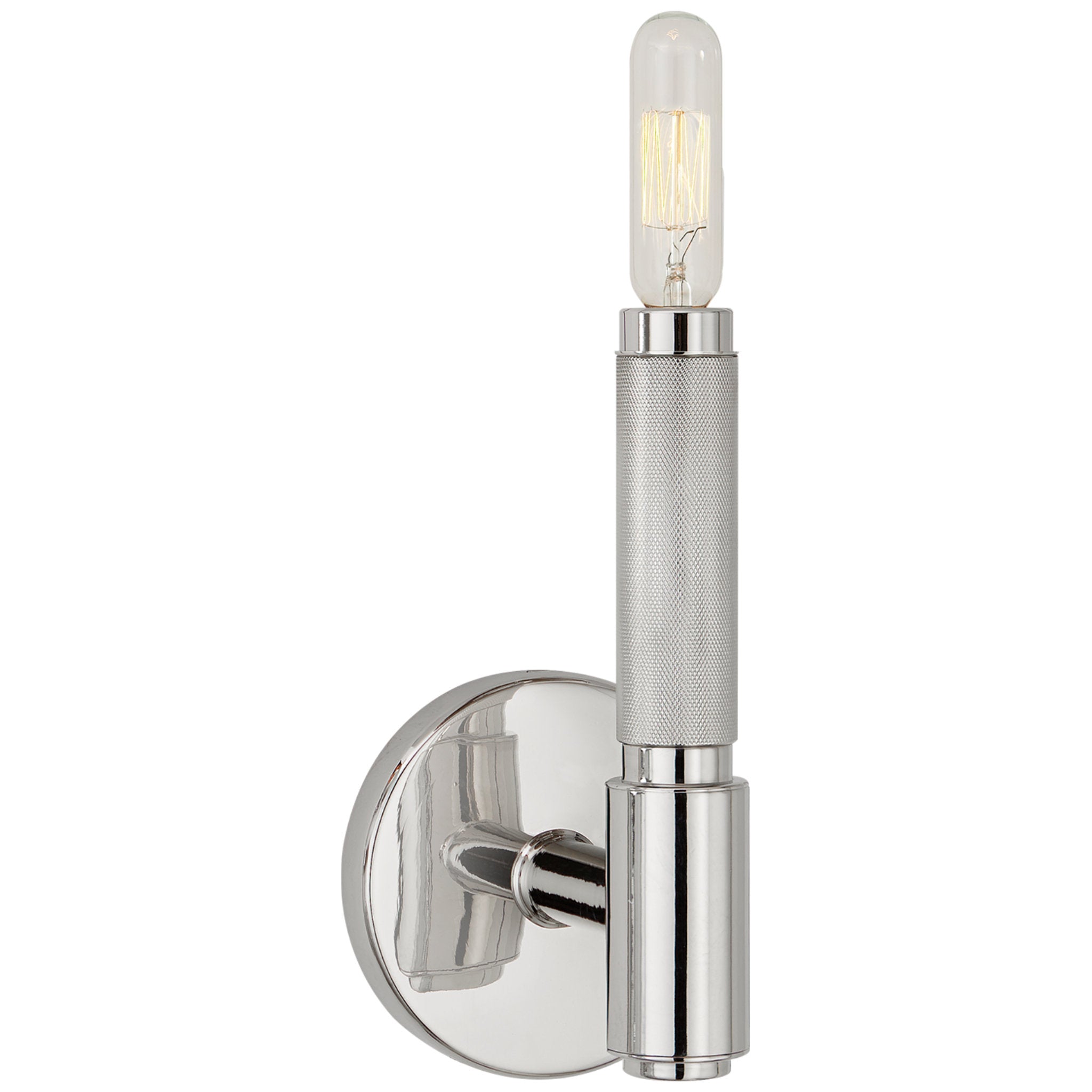 Ralph Lauren Barrett Small Single Knurled Sconce in Polished Nickel Wall Light W4.5" x H8"