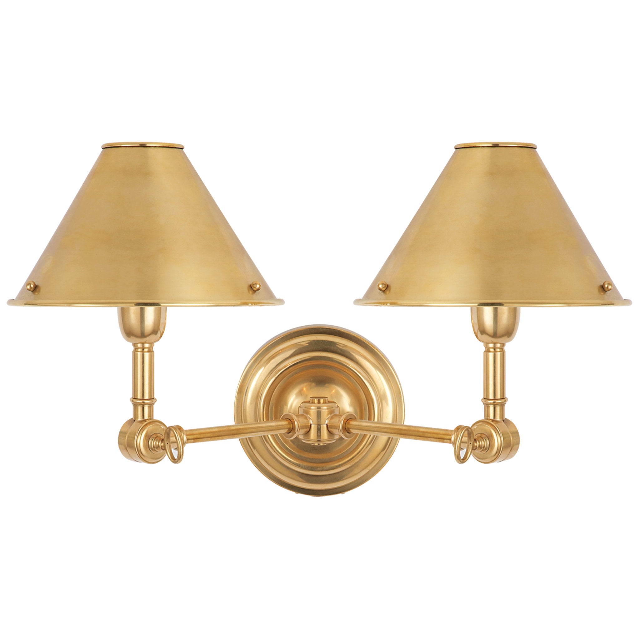 Ralph Lauren Anette Double Sconce in Natural Brass Wall Light W15 - 18.5" x H10"