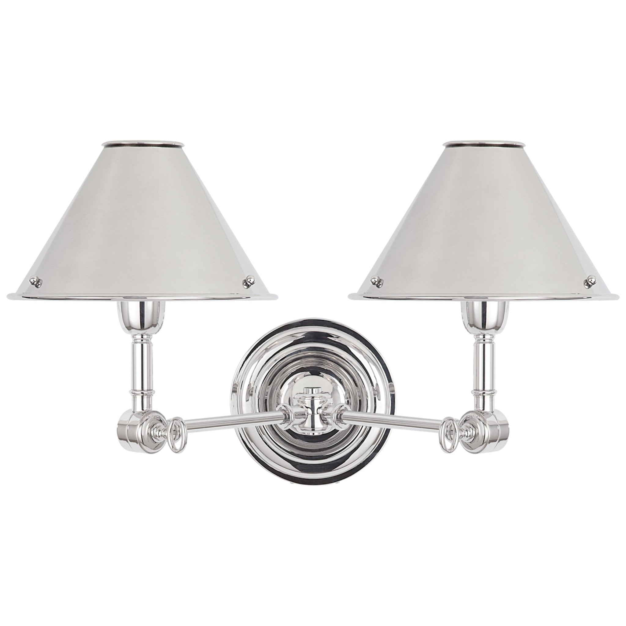Ralph Lauren Anette Double Sconce in Polished Nickel Wall Light W15 - 18.5" x H10"