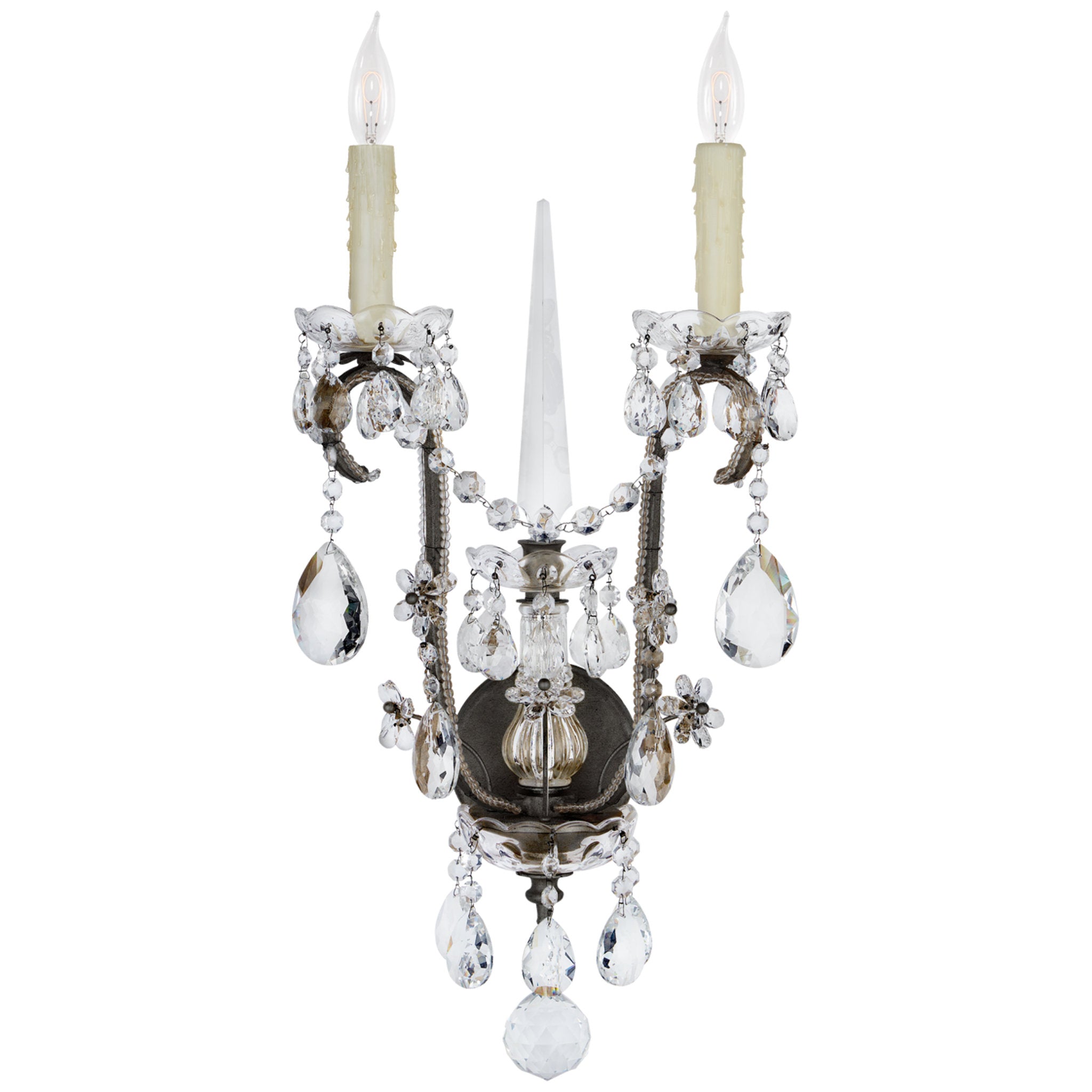 Ralph Lauren Alessandra Large Chandelier Sconce in Antiqued Gild with Crystal Wall Light W12.5" x H24.25"