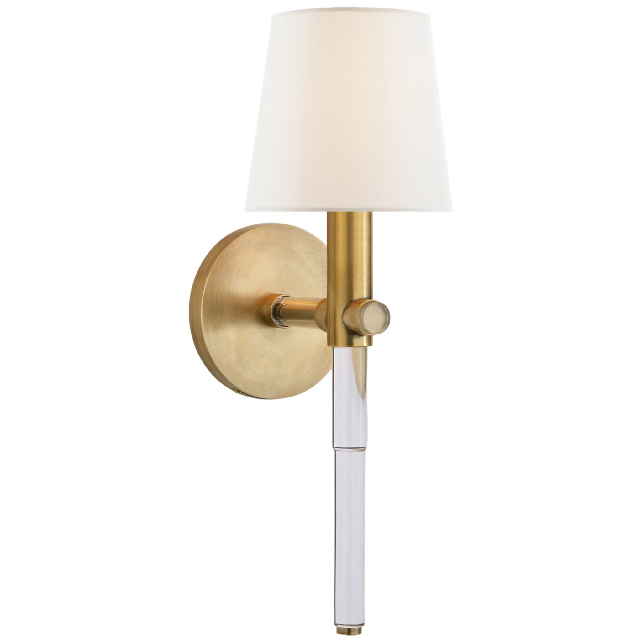 Ralph Lauren Sable Tail Sconce in Crystal and Natural Brass with Linen Shade Wall Light W5" x H15.25"