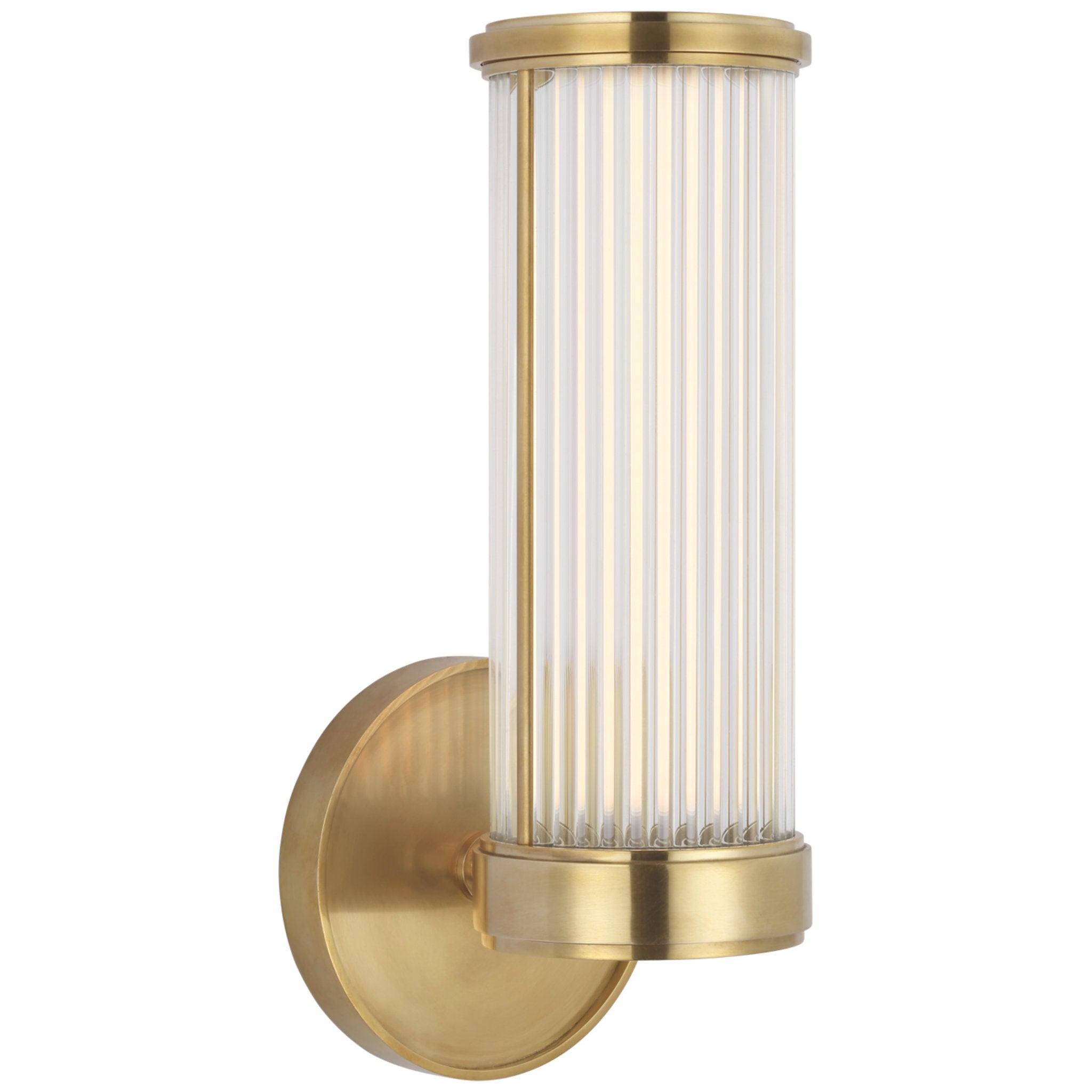 Ralph Lauren Ranier Single Bath Light in Natural Brass with Clear Glass Rods Wall Light W4.25" x H10.5"