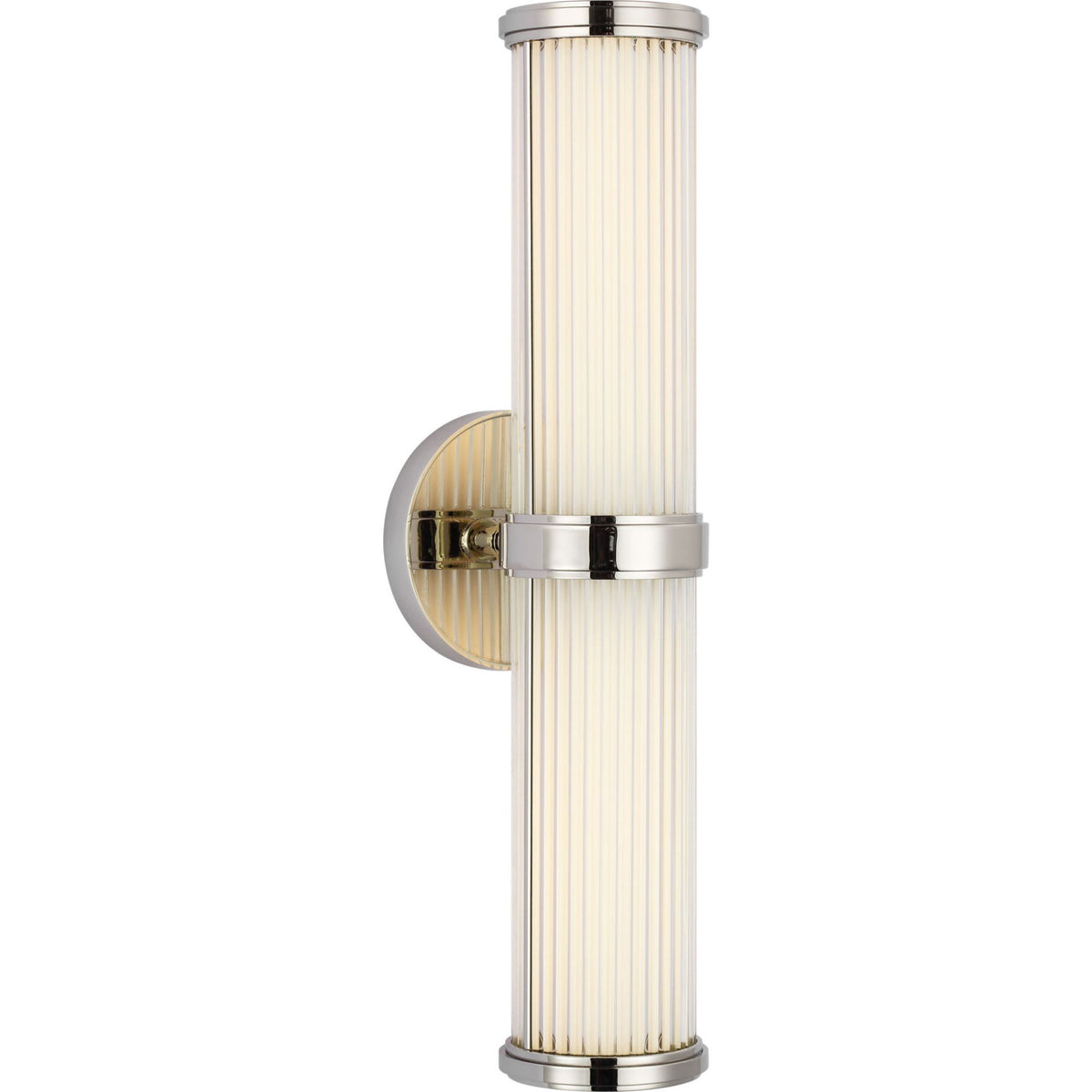 Ralph Lauren Ranier Double Bath Light in Polished Nickel with Clear Glass Rods W4.25" x H16.75" x E5"