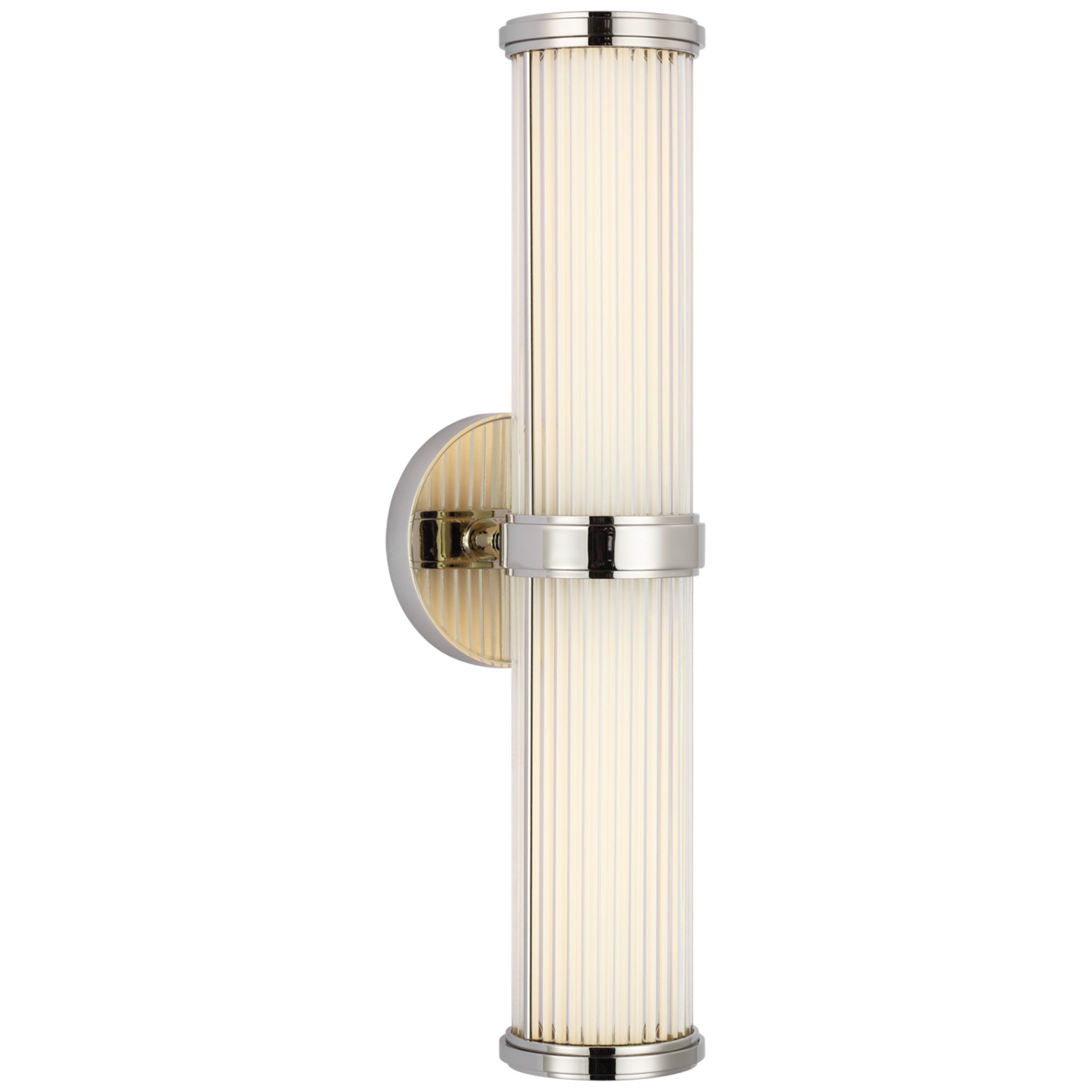 Ralph Lauren Ranier Double Bath Light in Polished Nickel with Clear Glass Rods Wall Light W4.25" x H16.75"
