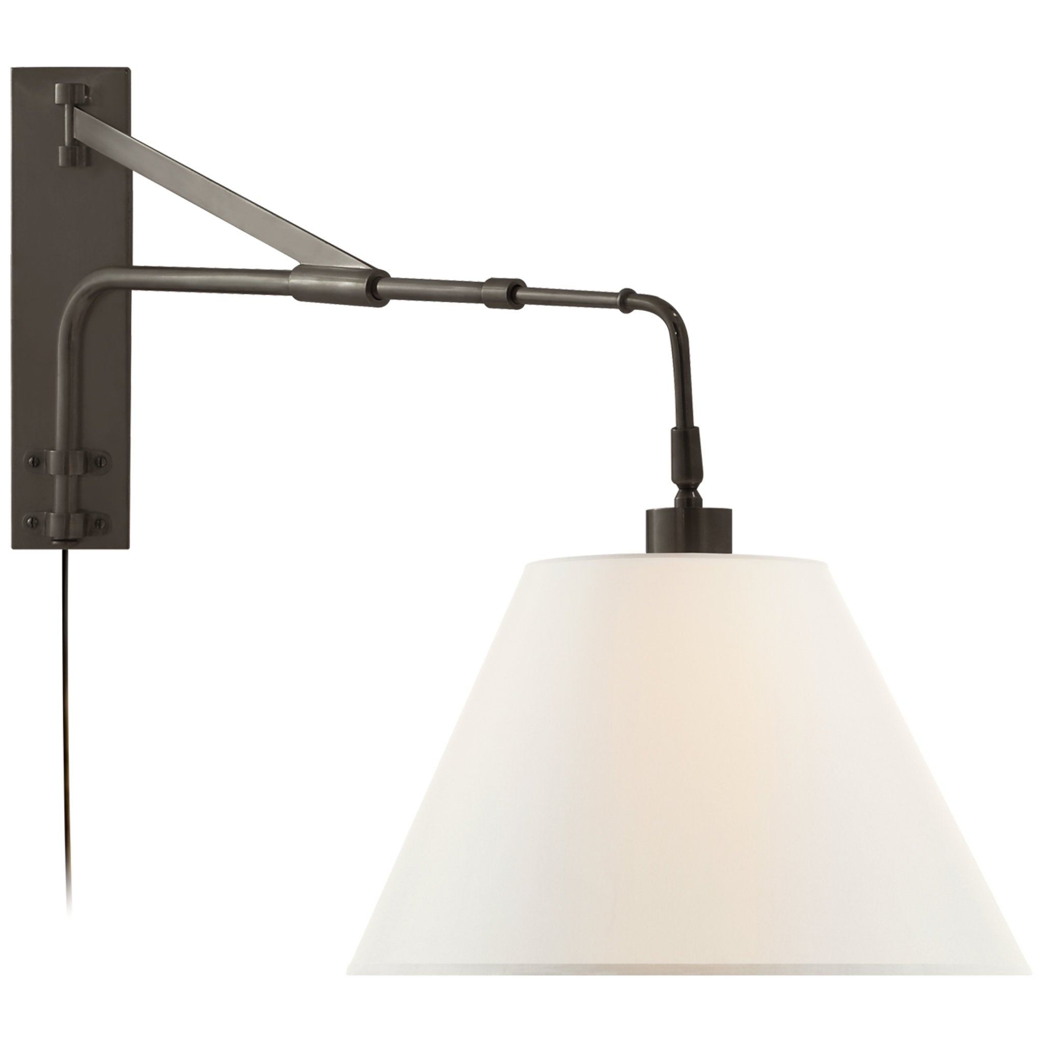 Ralph Lauren Brompton Extension Swing Arm in Bronze with Linen Shade Wall Light W14" x H18.75"