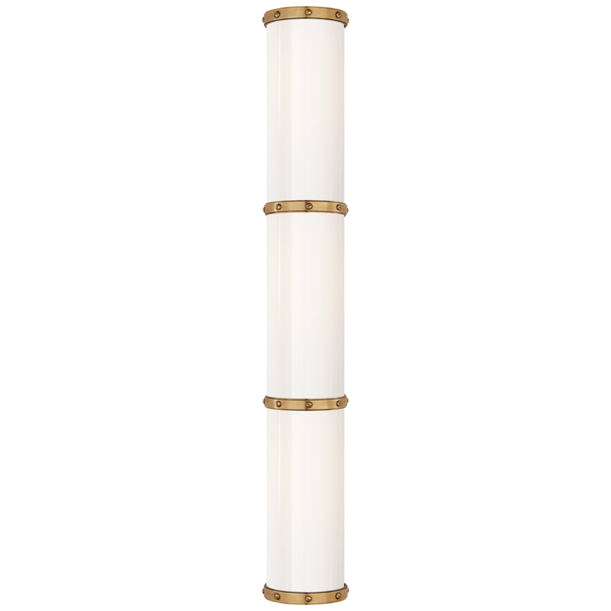 Ralph Lauren Bleeker Triple Bath Sconce in Natural Brass with White Glass Wall Light W5.25" x H34.5"