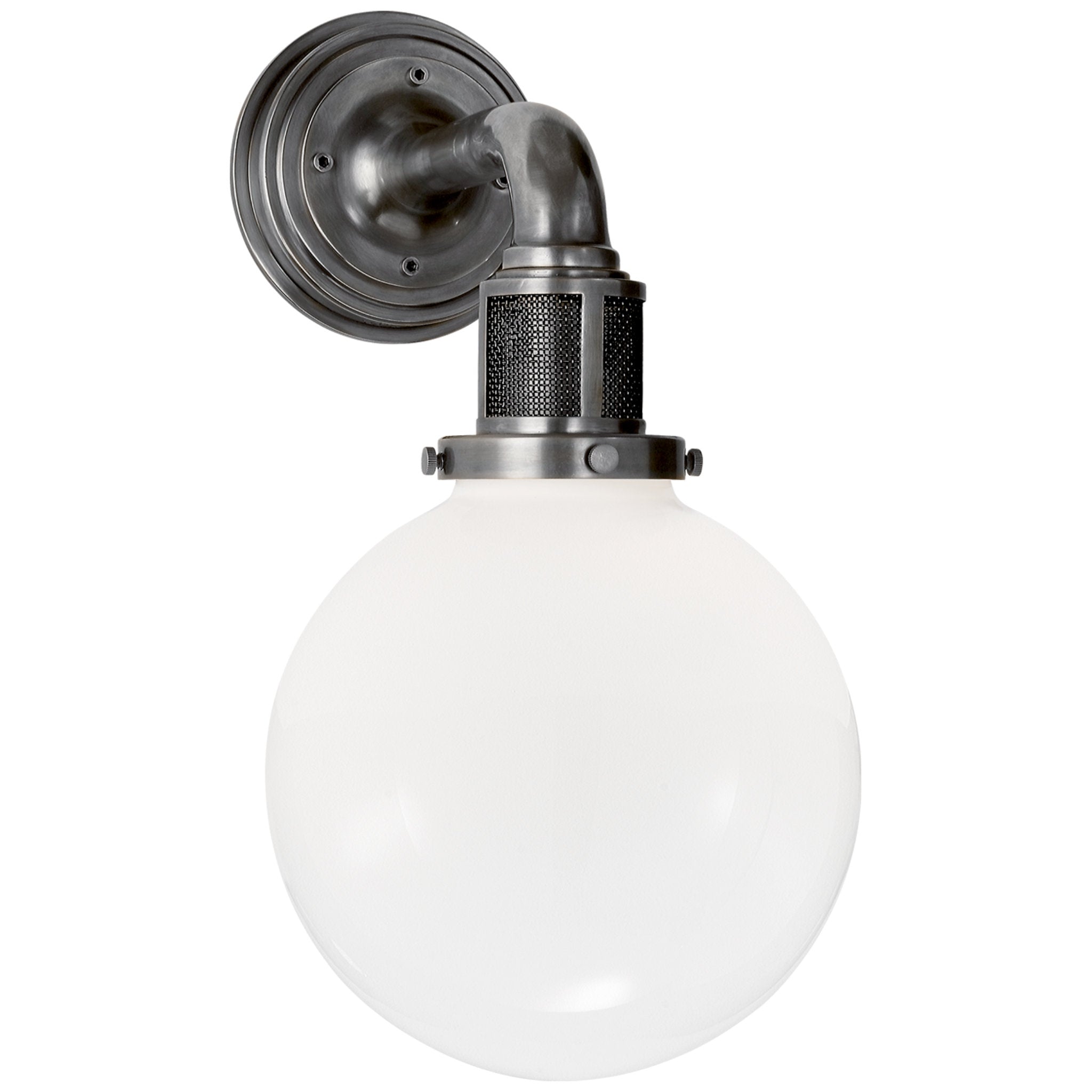 Ralph Lauren McCarren Single Sconce in Bronze with White Glass Wall Light W8" x H15.25"