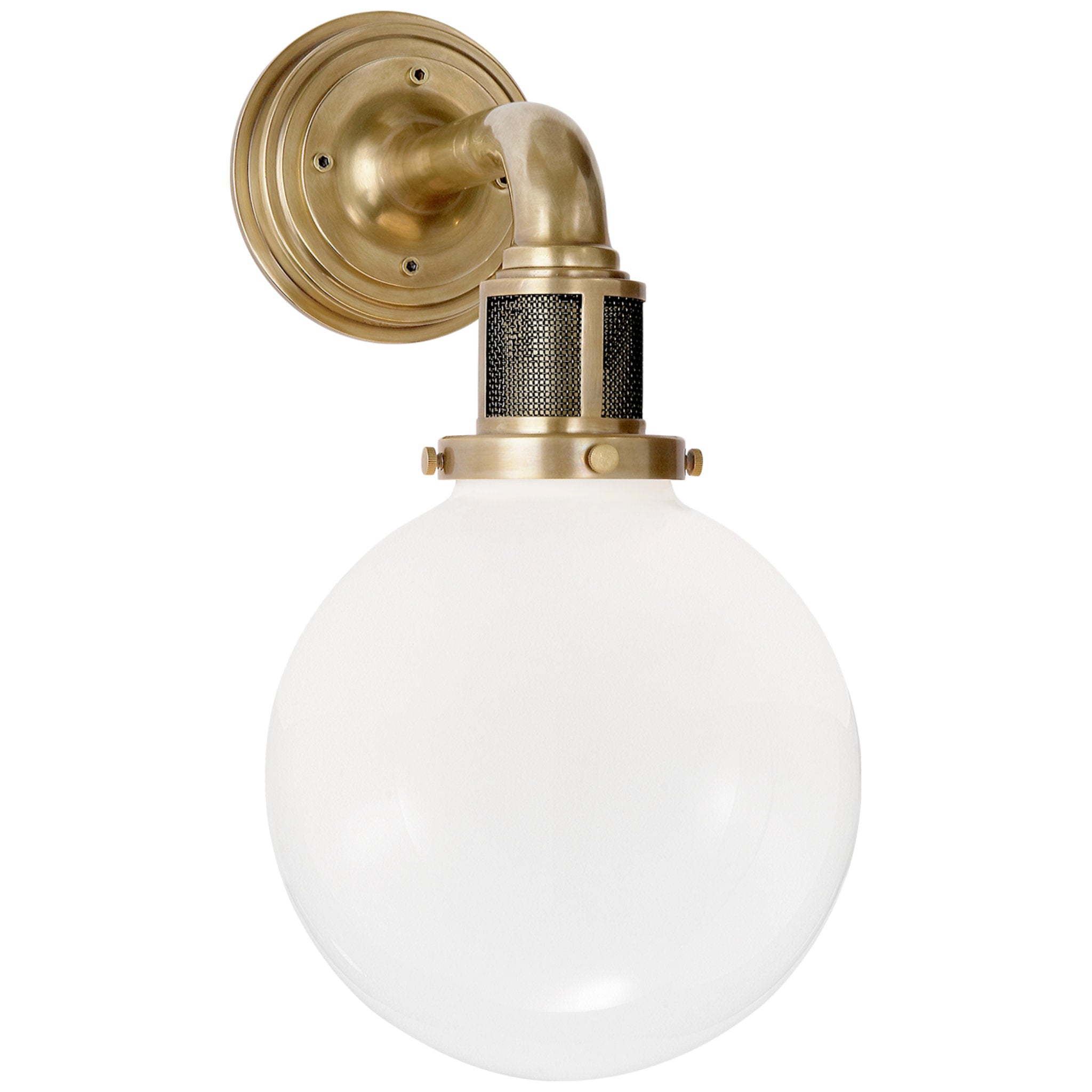 Ralph Lauren McCarren Single Sconce in Natural Brass with White Glass Wall Light W8" x H15.25"