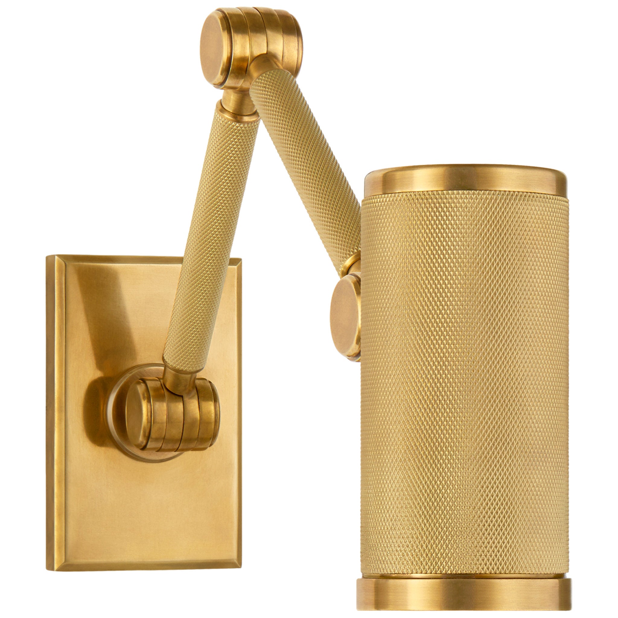 Ralph Lauren Barrett Mini Double Arm Bed Light in Natural Brass Wall Light W3" x H5.5" - 9.75"
