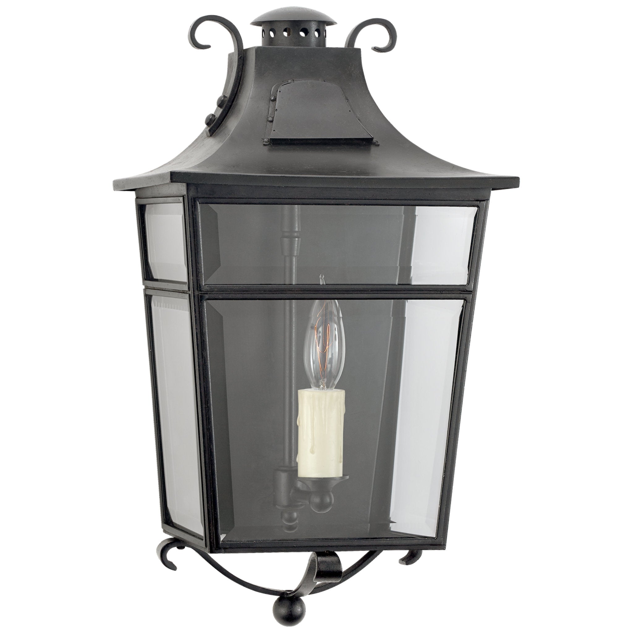 Ralph Lauren Carrington Small Wall Lantern in French Rust with Clear Glass Outdoor Lighting W10.25" x H18.5"