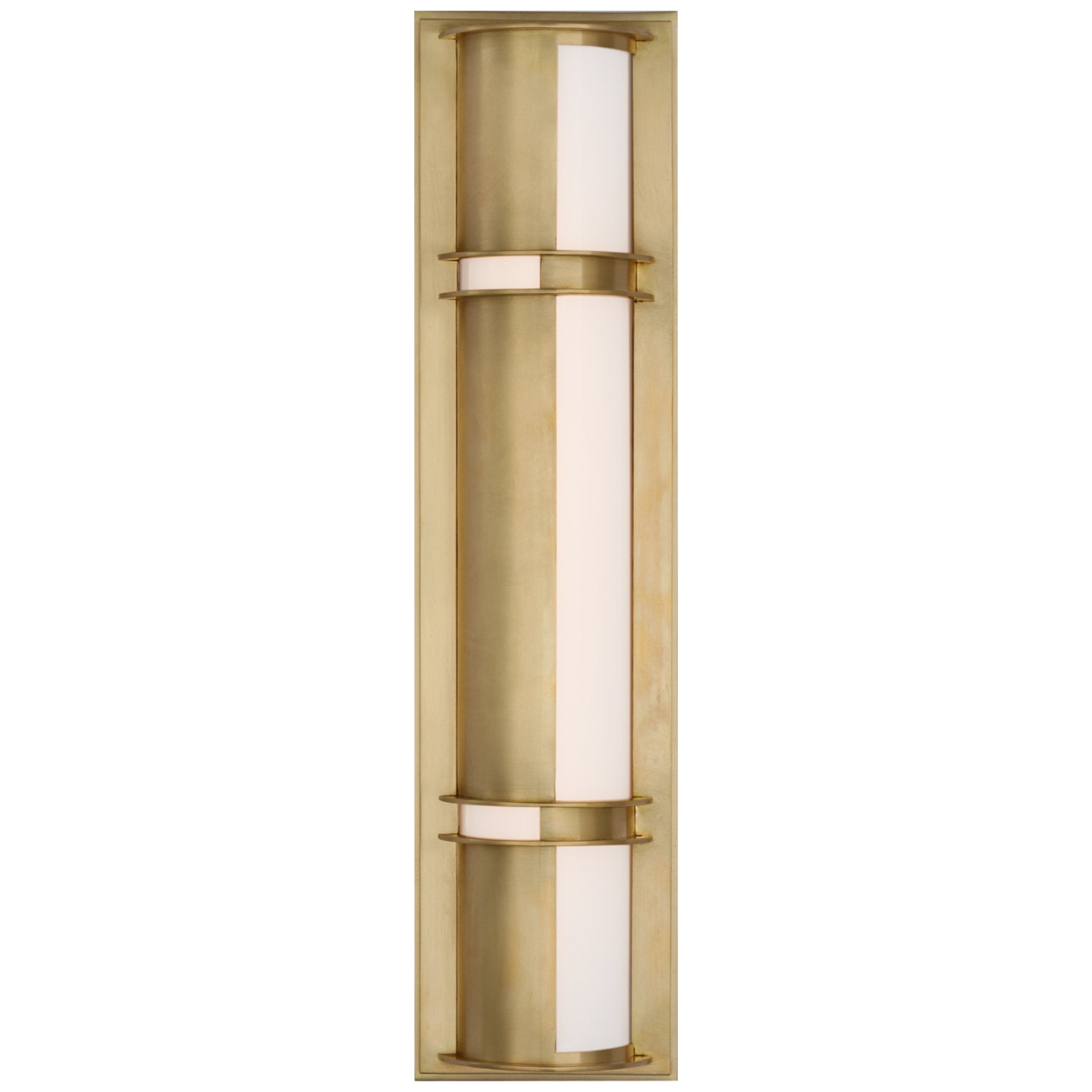 Ralph Lauren Strever 18" Shielded Sconce in Natural Brass with White Glass Wall Light W4.5" x H18"