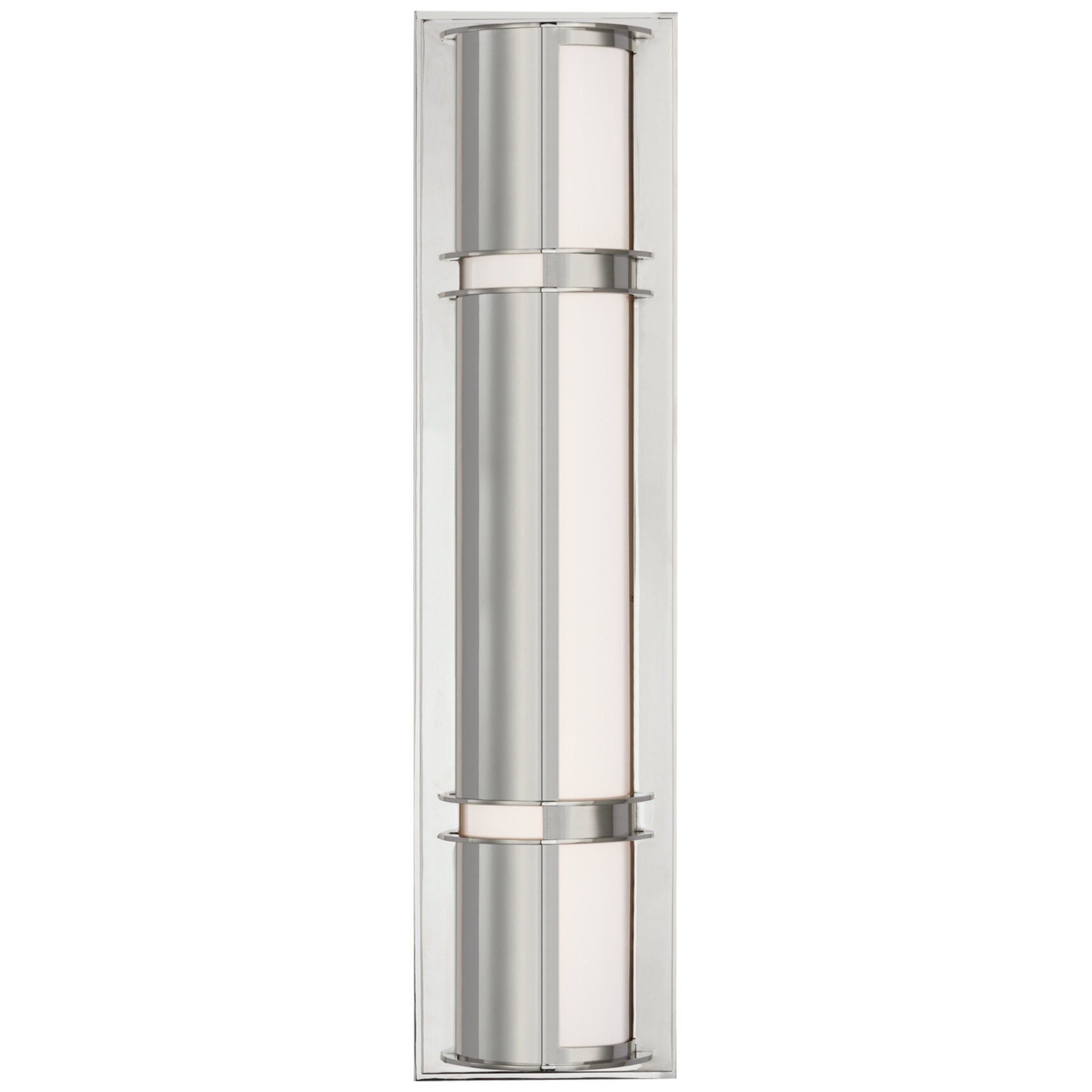 Ralph Lauren Strever 18" Shielded Sconce in Polished Nickel with White Glass Wall Light W4.5" x H18"