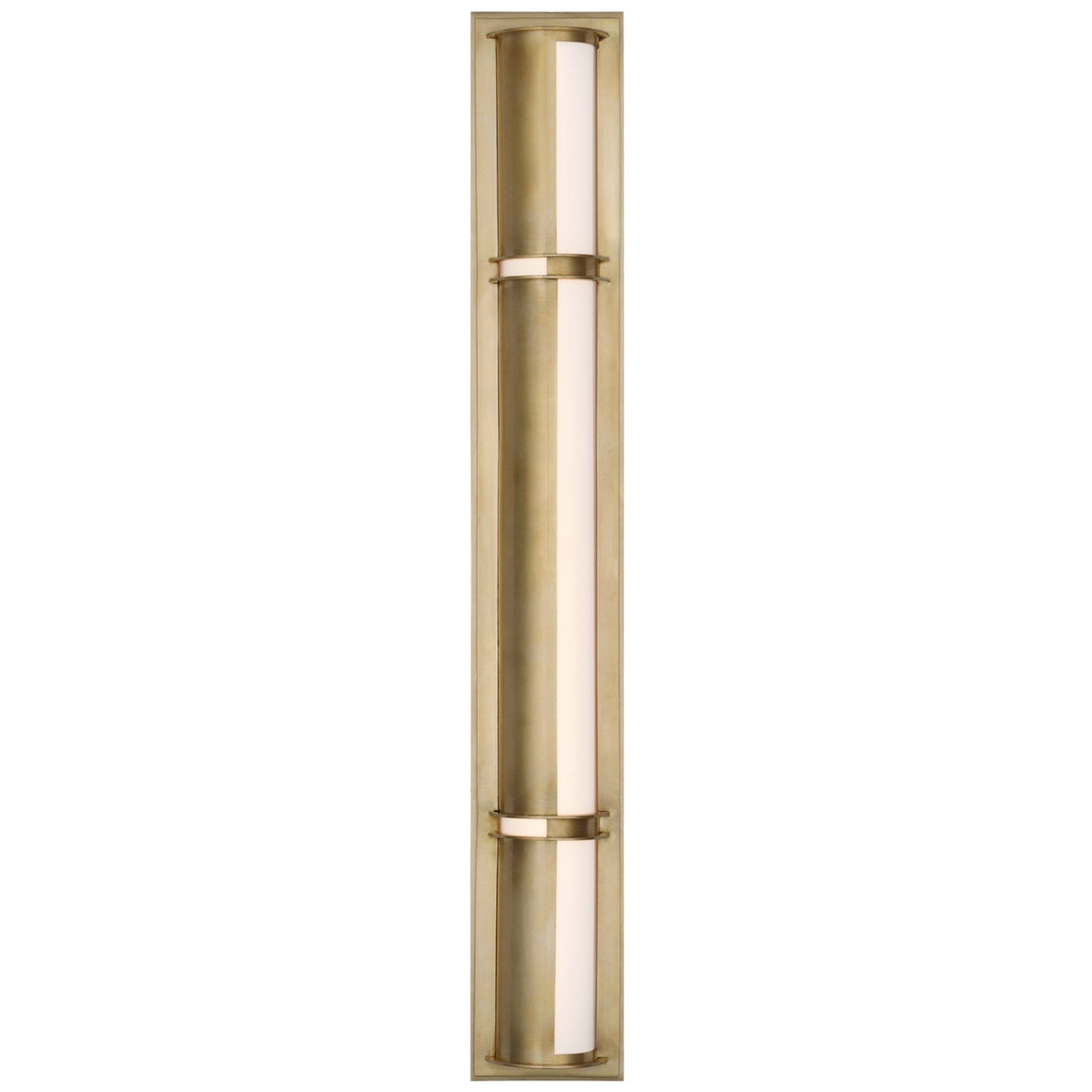 Ralph Lauren Strever 32" Shielded Bath Light in Natural Brass with White Glass Wall Light W4.5" x H32"