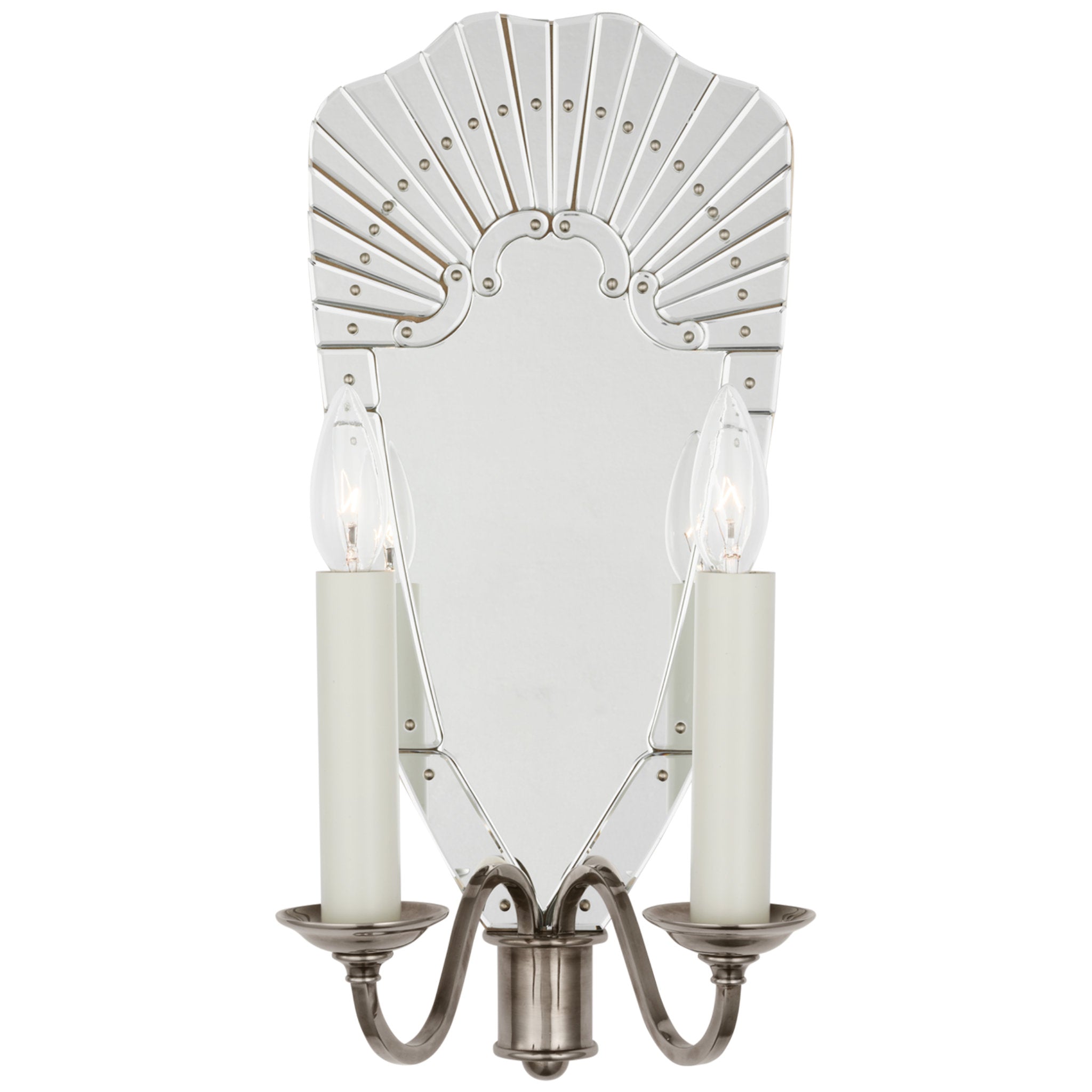 Ralph Lauren Adelaide Large Double Sconce in Mirror and Butler's Silver Wall Light W8.5" x H18.5"