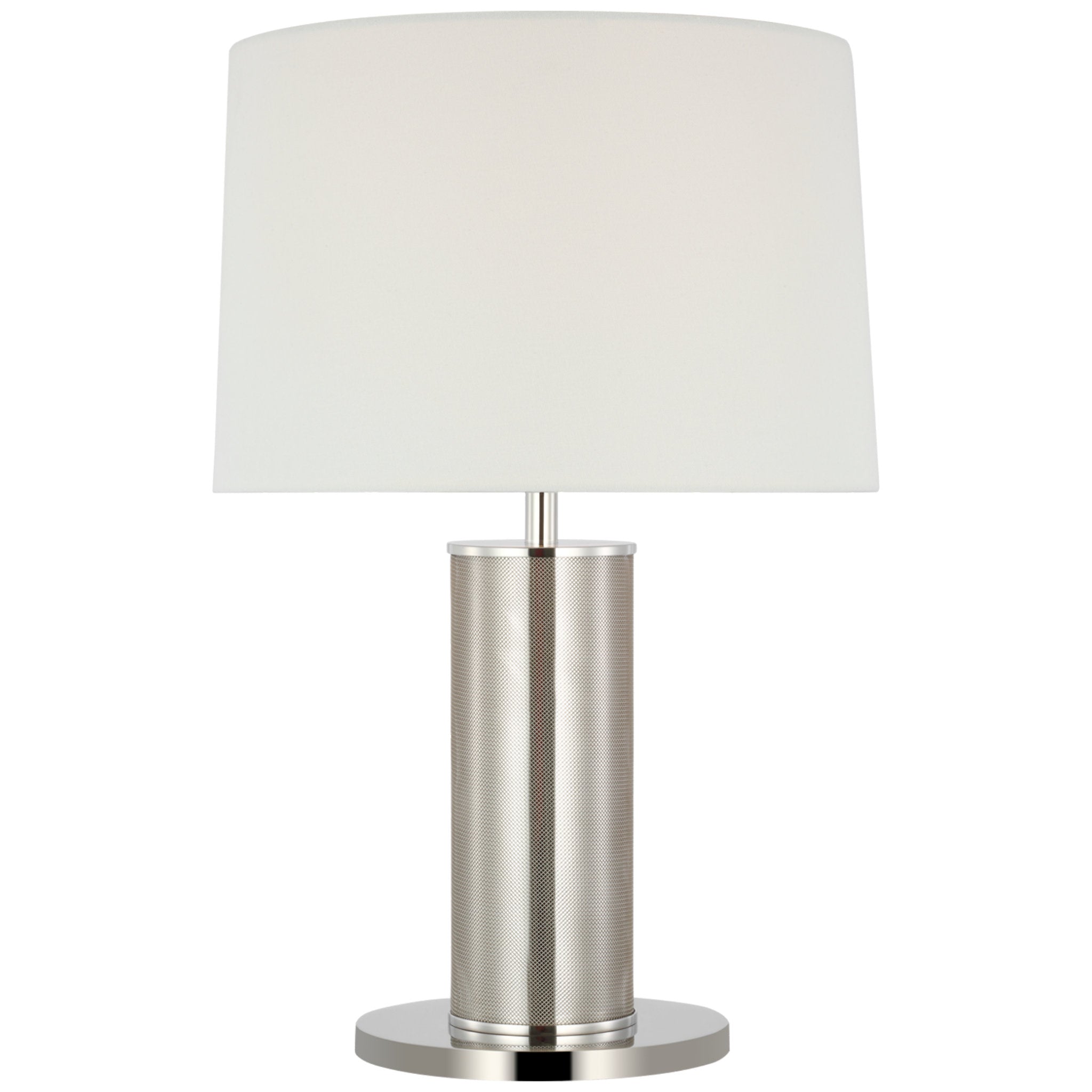 Ralph Lauren Beckford 22" Table Lamp in Polished Nickel and Stainless with Linen Shade W15" x H22.25"