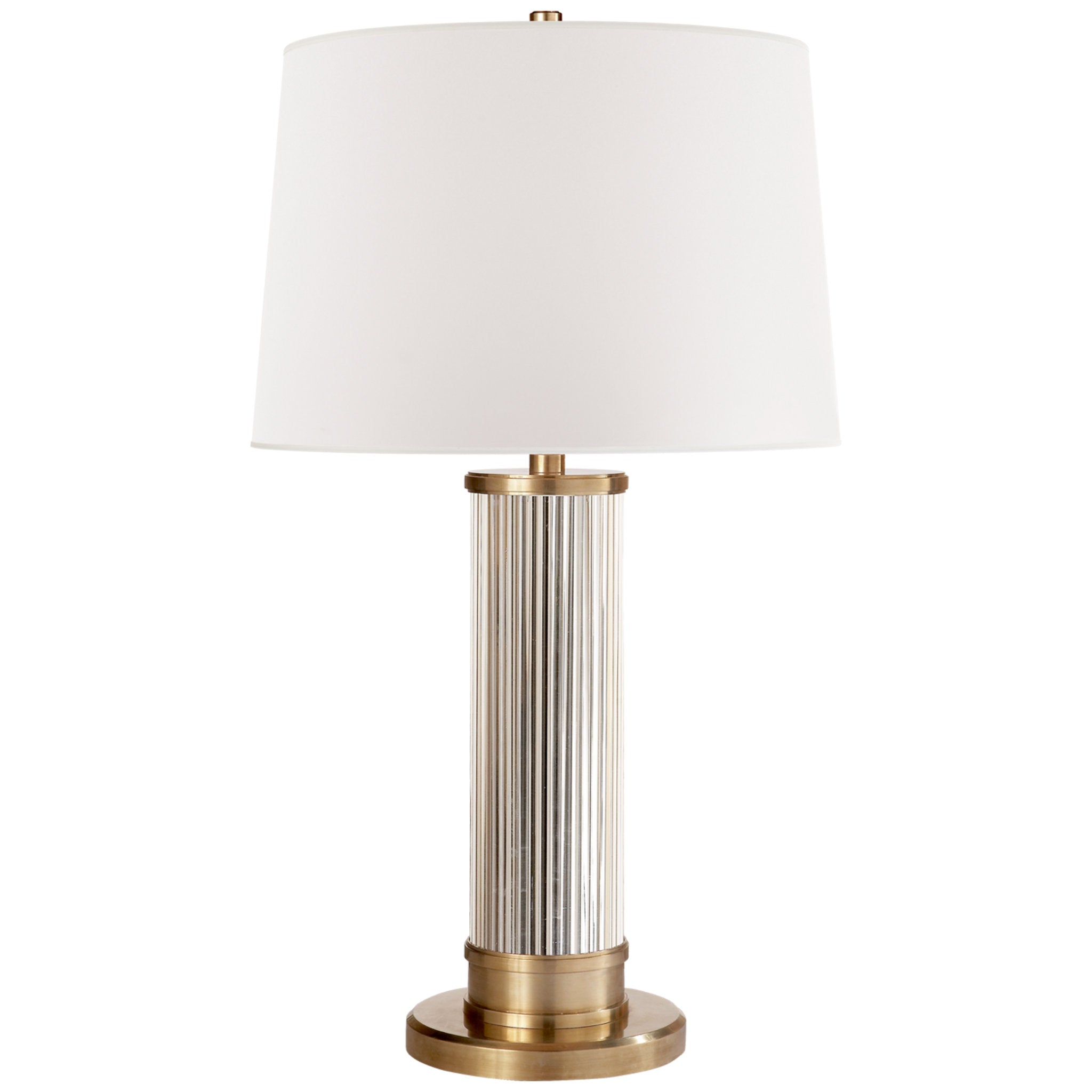 Ralph Lauren Allen Table Lamp in Natural Brass and Glass Rods with White Paper Shade W18" x H30"