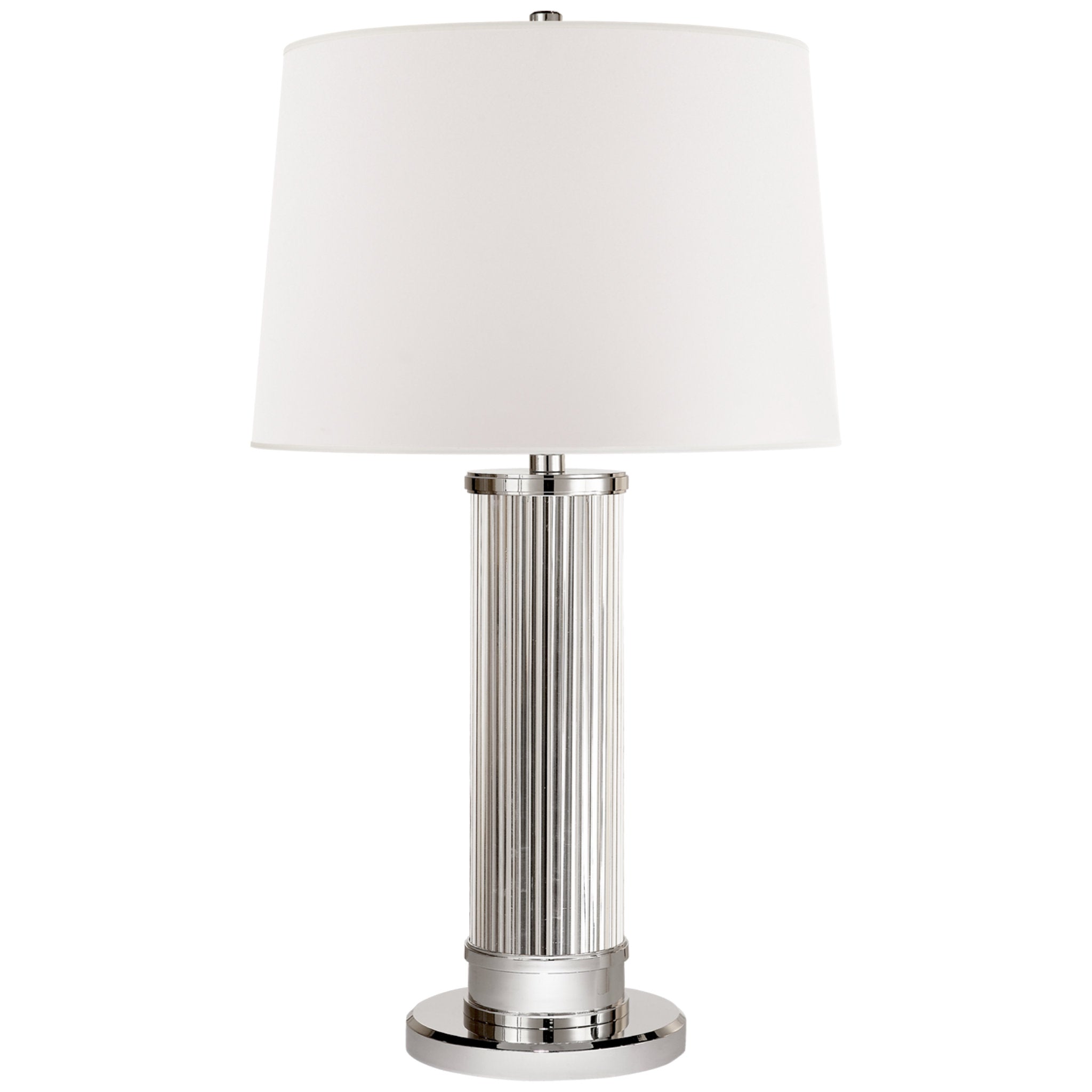 Ralph Lauren Allen Table Lamp in Polished Nickel and Glass Rods with White Paper Shade W18" x H30"