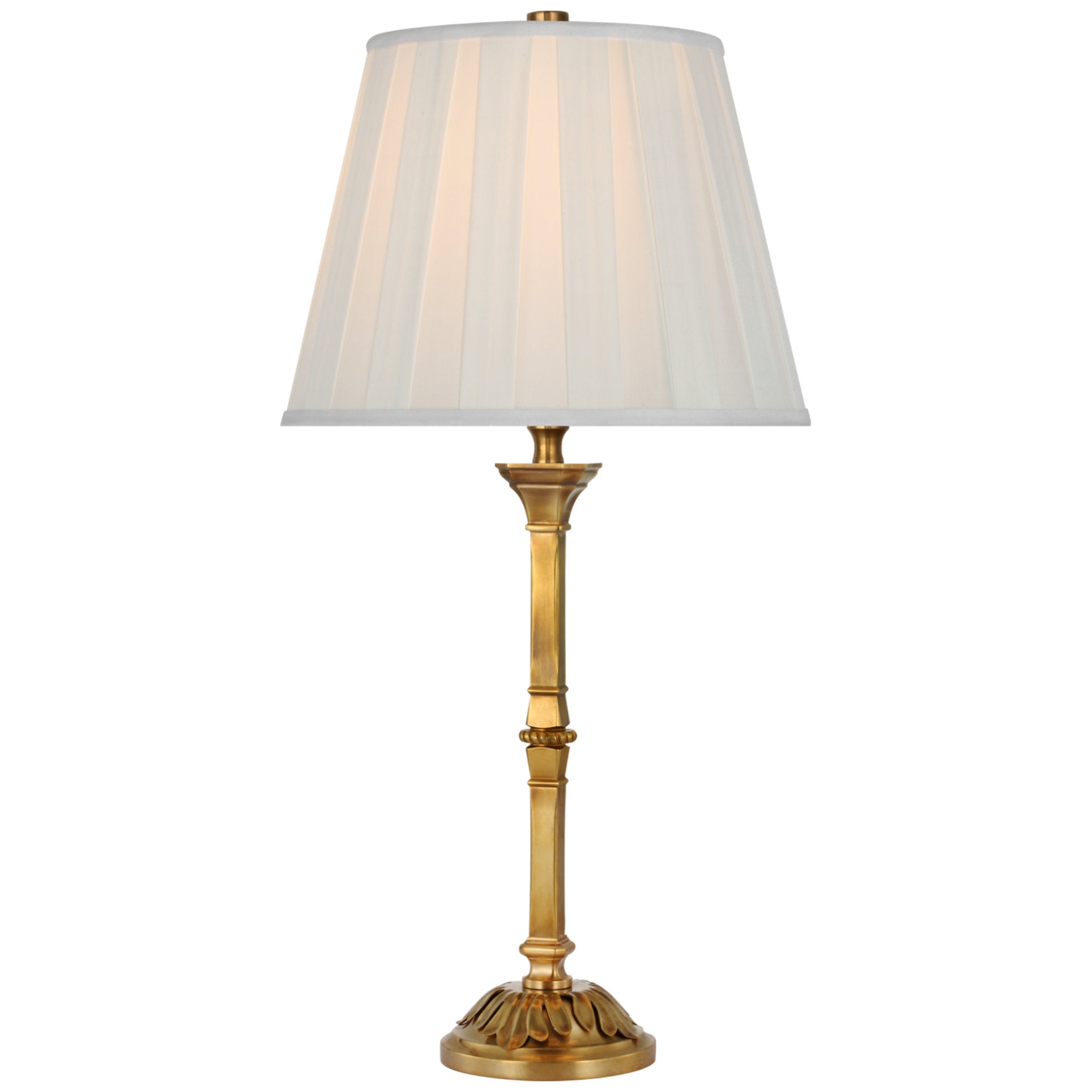 Ralph Lauren Doris Medium Table Lamp in Natural Brass with Silk Box Pleat Shade W12" x H25"