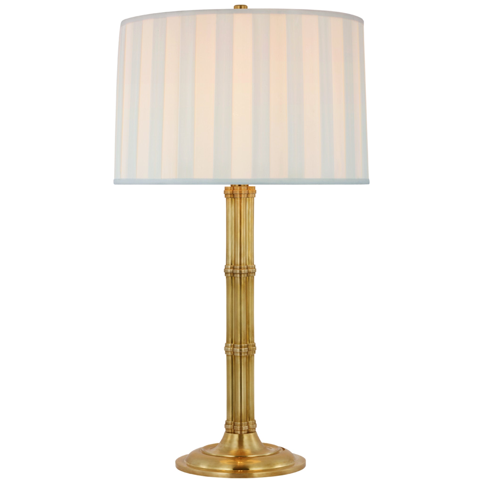 Ralph Lauren Downing Large Table Lamp in Natural Brass with Silk Box Pleat Shade W17.5" x H31"