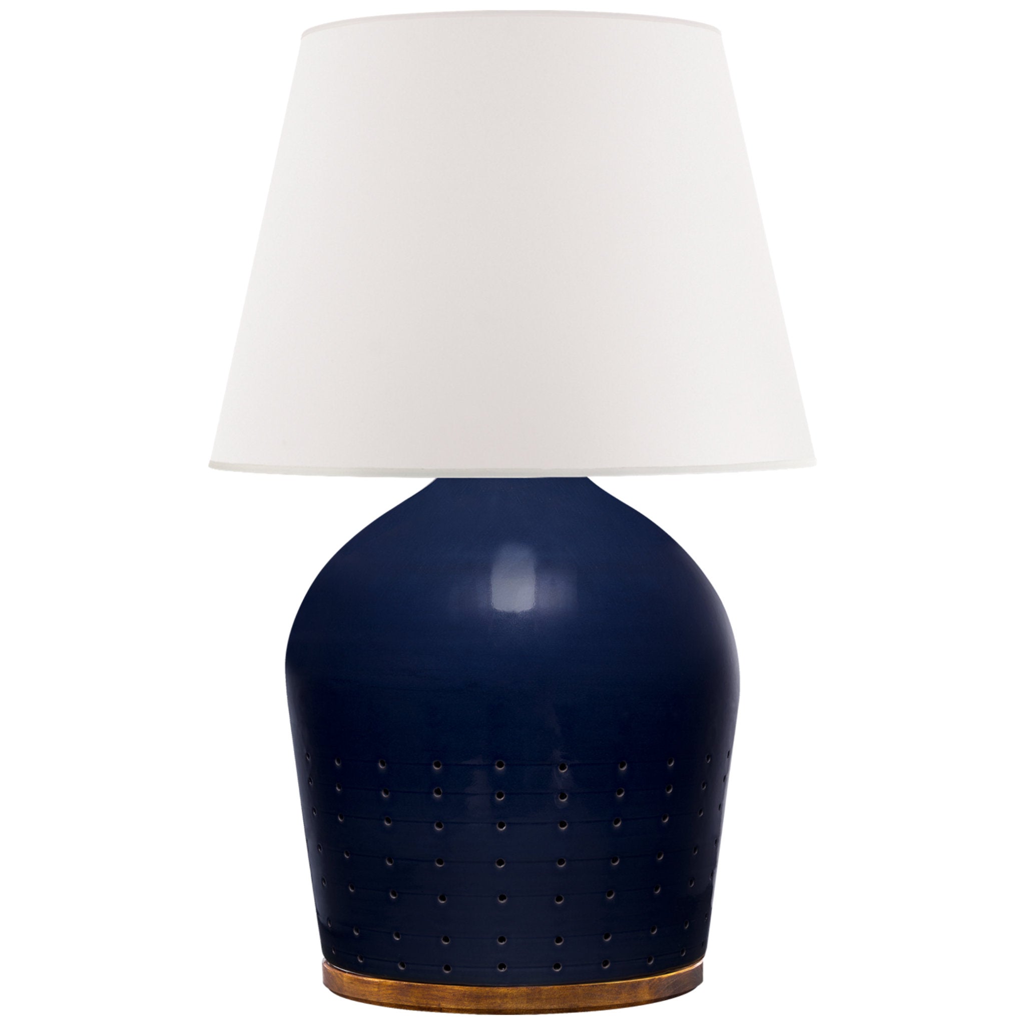 Ralph Lauren Halifax Small Table Lamp in Blue Ceramic with White Paper Shade W19" x H27.5"