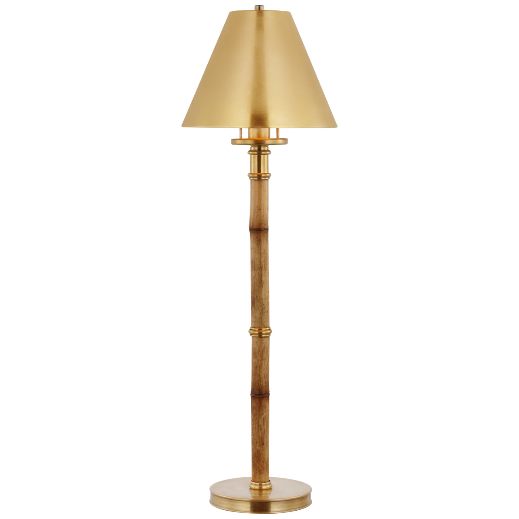 Ralph Lauren Dalfern Desk Lamp in Waxed Bamboo and Natural Brass with Natural Brass Shade Table Lamp W8.25" x H26.5"