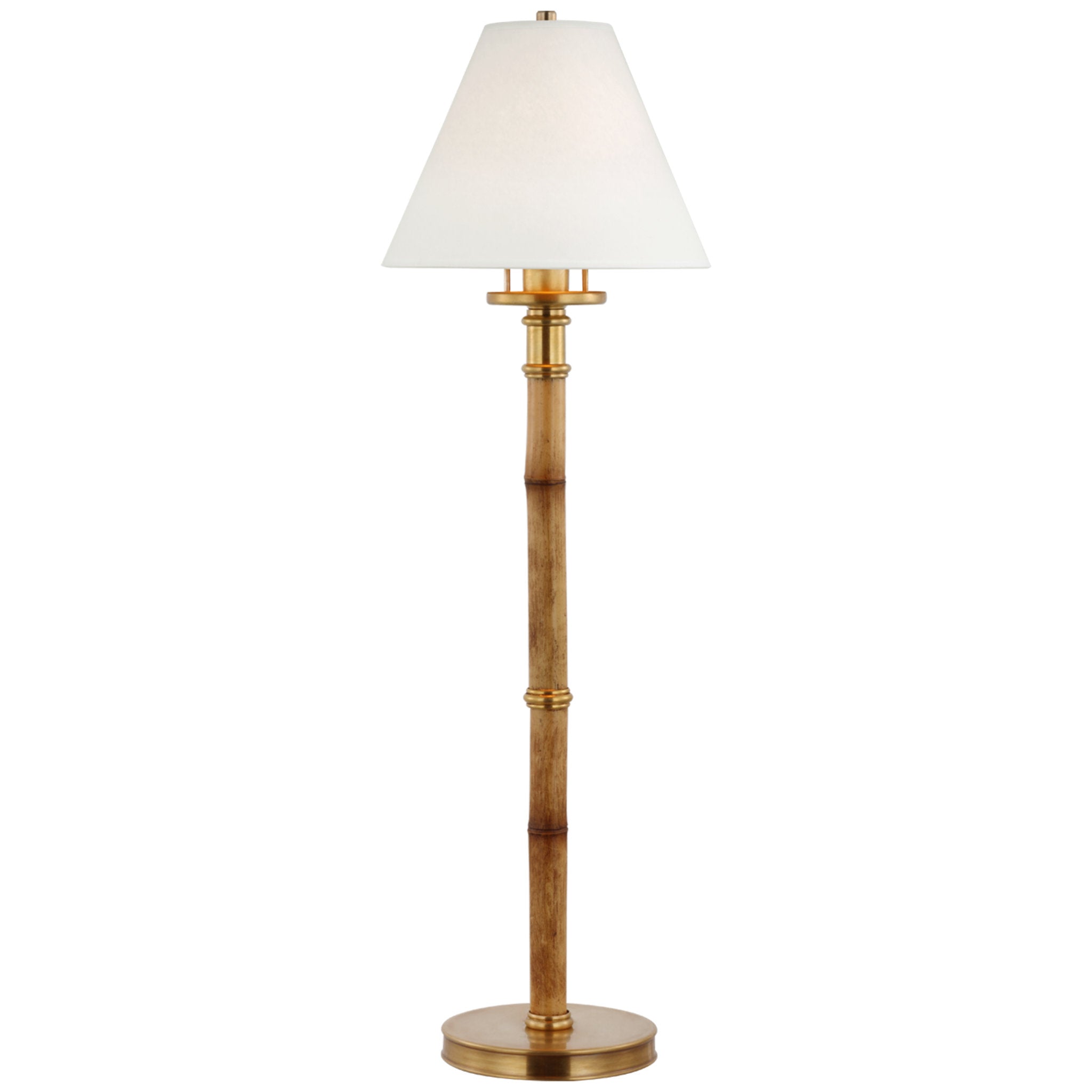 Ralph Lauren Dalfern Desk Lamp in Waxed Bamboo and Natural Brass with White Parchment Shade Table Lamp W8.25" x H26.5"