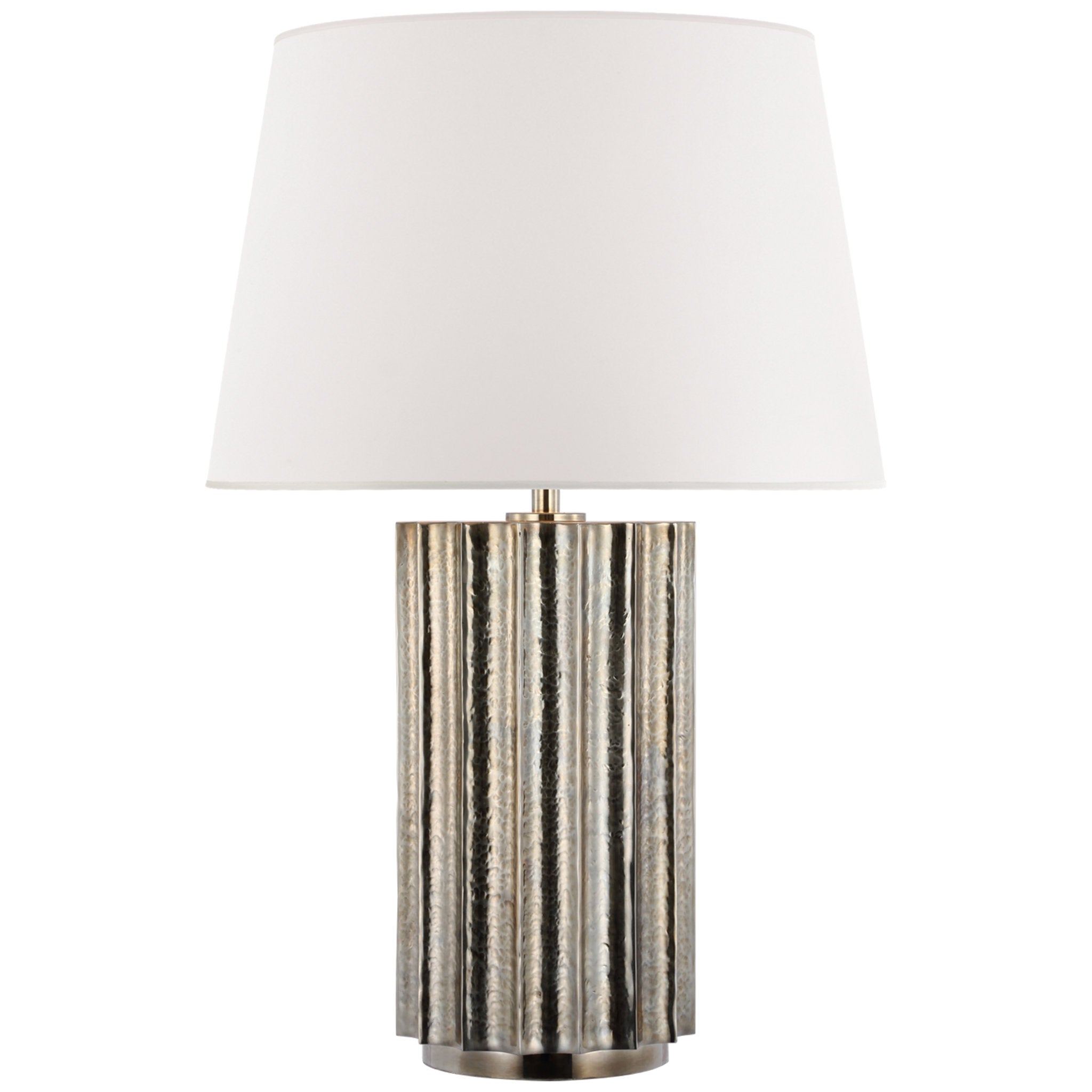 Ralph Lauren Kolber Medium Table Lamp in Butler's Silver with White Paper Shade W19" x H26.5"