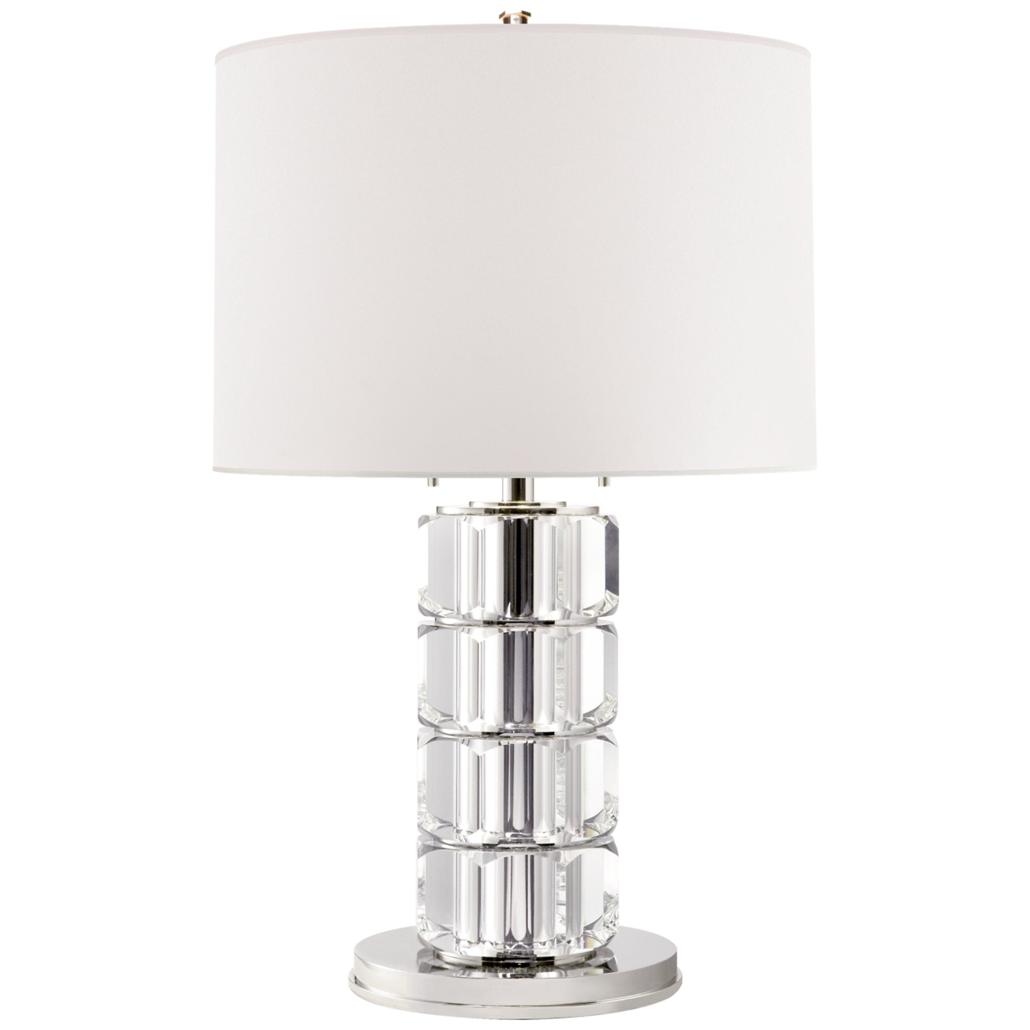 Ralph Lauren Brookings Large Table Lamp in Crystal and Polished Nickel with White Paper Shade W18" x H29"