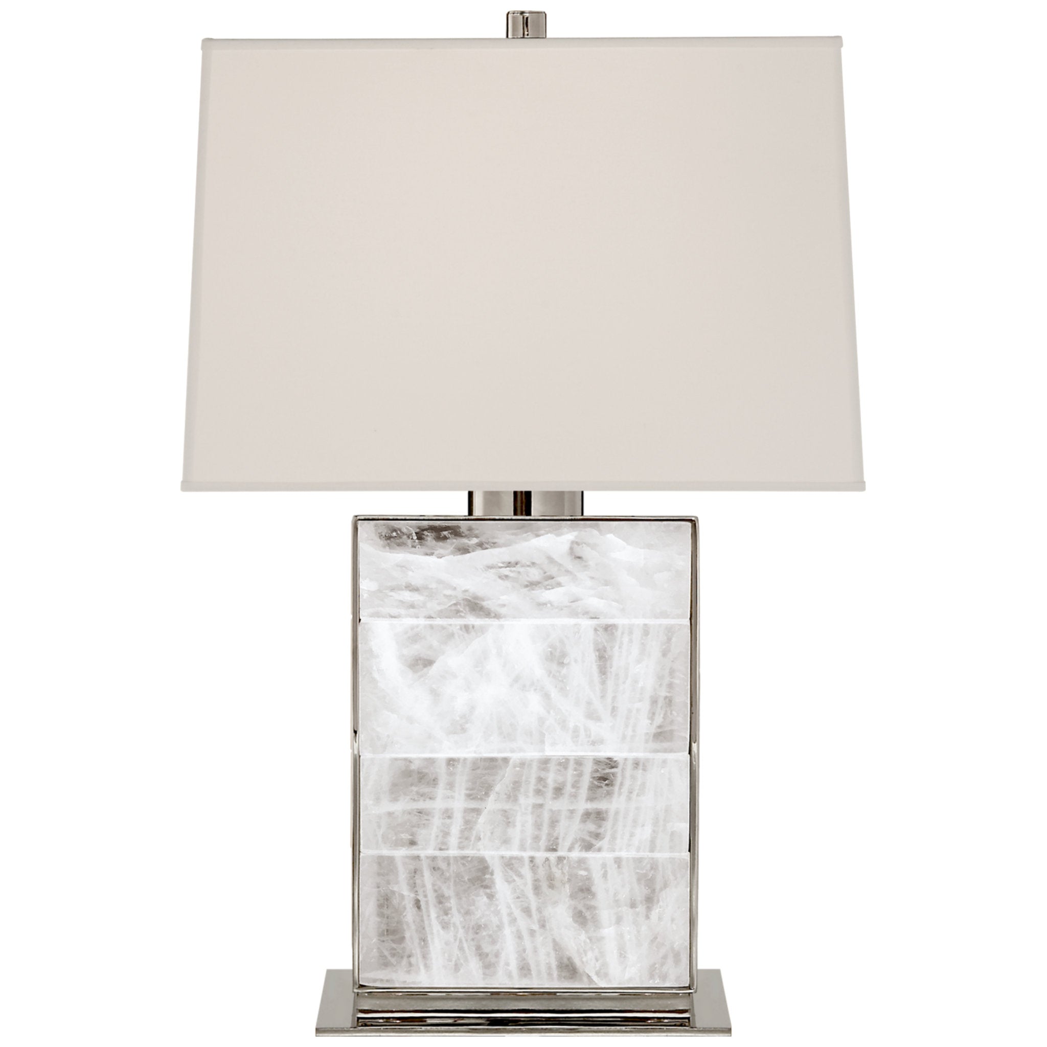 Ralph Lauren Ellis Bedside Lamp in Polished Nickel and Quartz with Percale Shade Table Lamp W15" x H22.5"