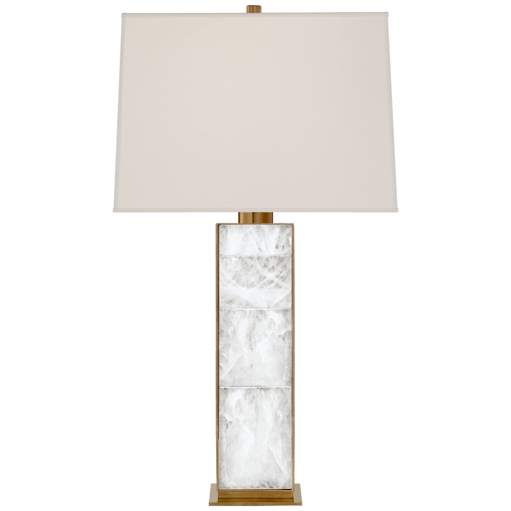 Ralph Lauren Ellis Table Lamp in Natural Brass and Quartz with Percale Shade W17" x H30.5"