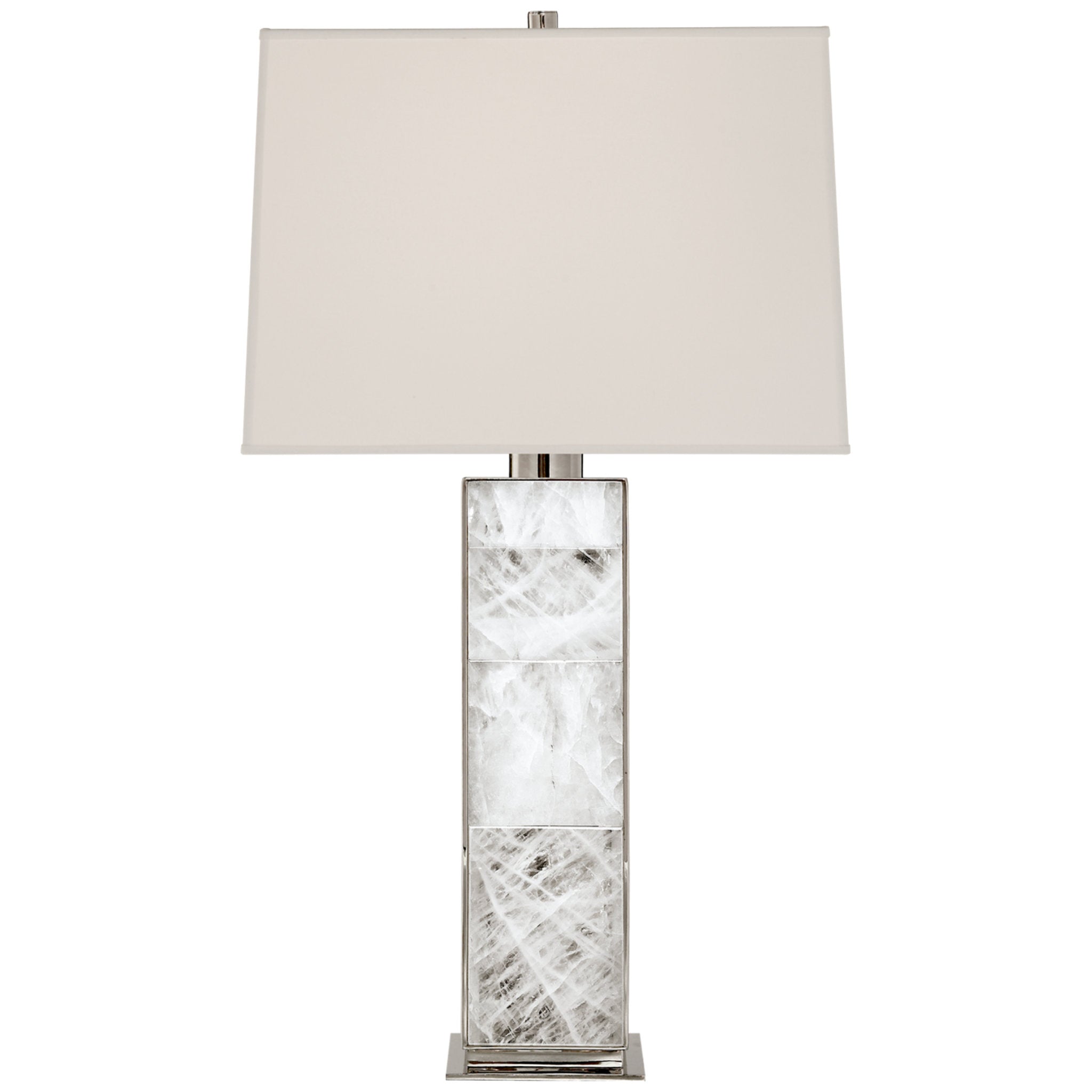 Ralph Lauren Ellis Table Lamp in Polished Nickel and Quartz with Percale Shade W17" x H30.5"